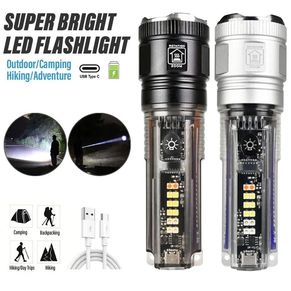 【SG-X36】🔥🎁Super Bright Long Range Rechargeable Solar Powered Laser Zoom Tactical Flashlight 70000 Lumens