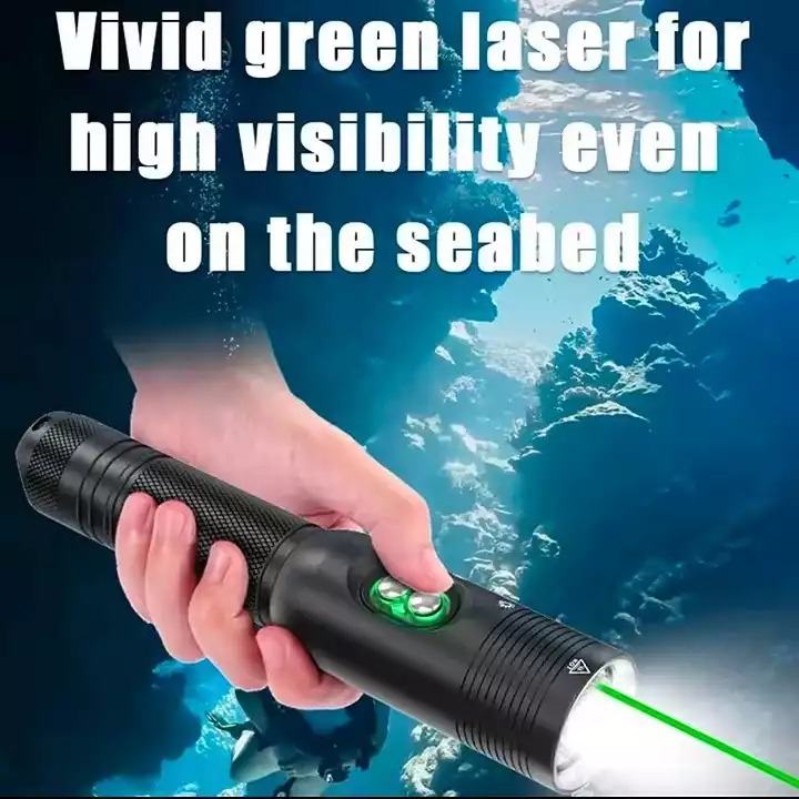 Waterproof IPX8 Diving Light With 520nm Green Laser Pointer