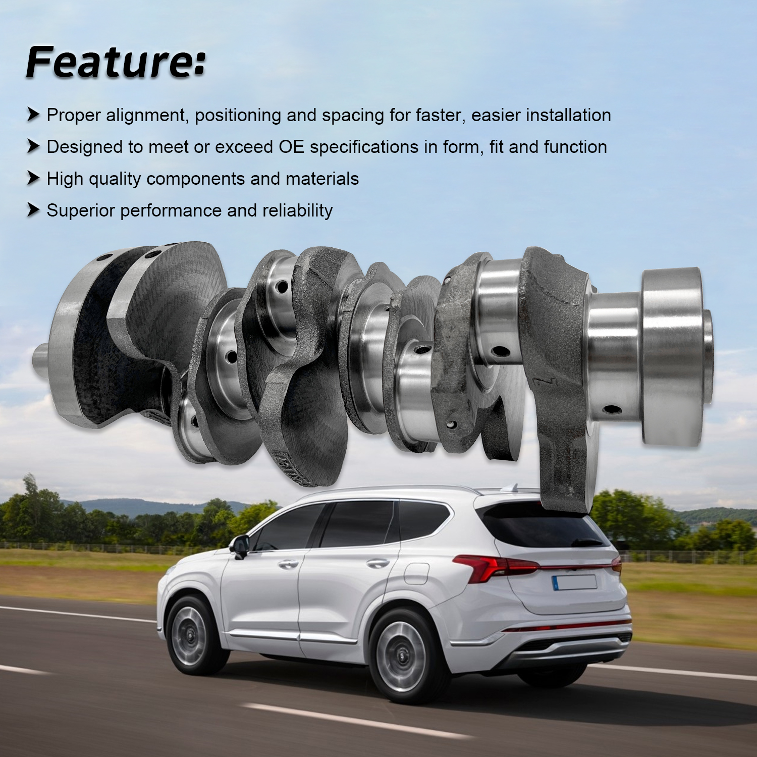 Crankshaft for Santa Fe 3.3L 2013-2019, for Azera 3.3L 2013-2017, for Kia Sorento/Sedona 3.3L 2011-2019, for Kia Cadenza 3.3L 2014-2019