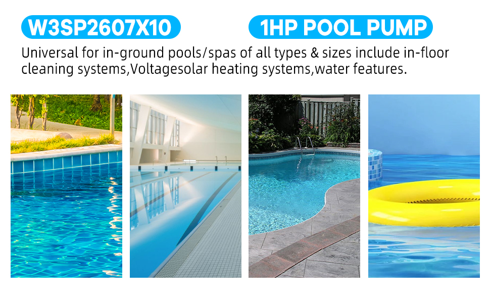 W3SP2607X10 Pool Pump, 1HP, 115/230V Single Speed Pool Pump, Replacement Swimming Pool Pump for Hayward SP2607X10-2