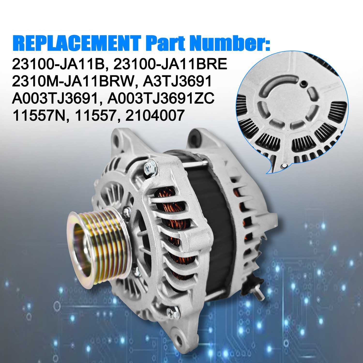 12V 130AMP Alternator fit for Nissan Altima 3.5L 2011-2018, Maxima 2011-2018, Murano 2017-2018 