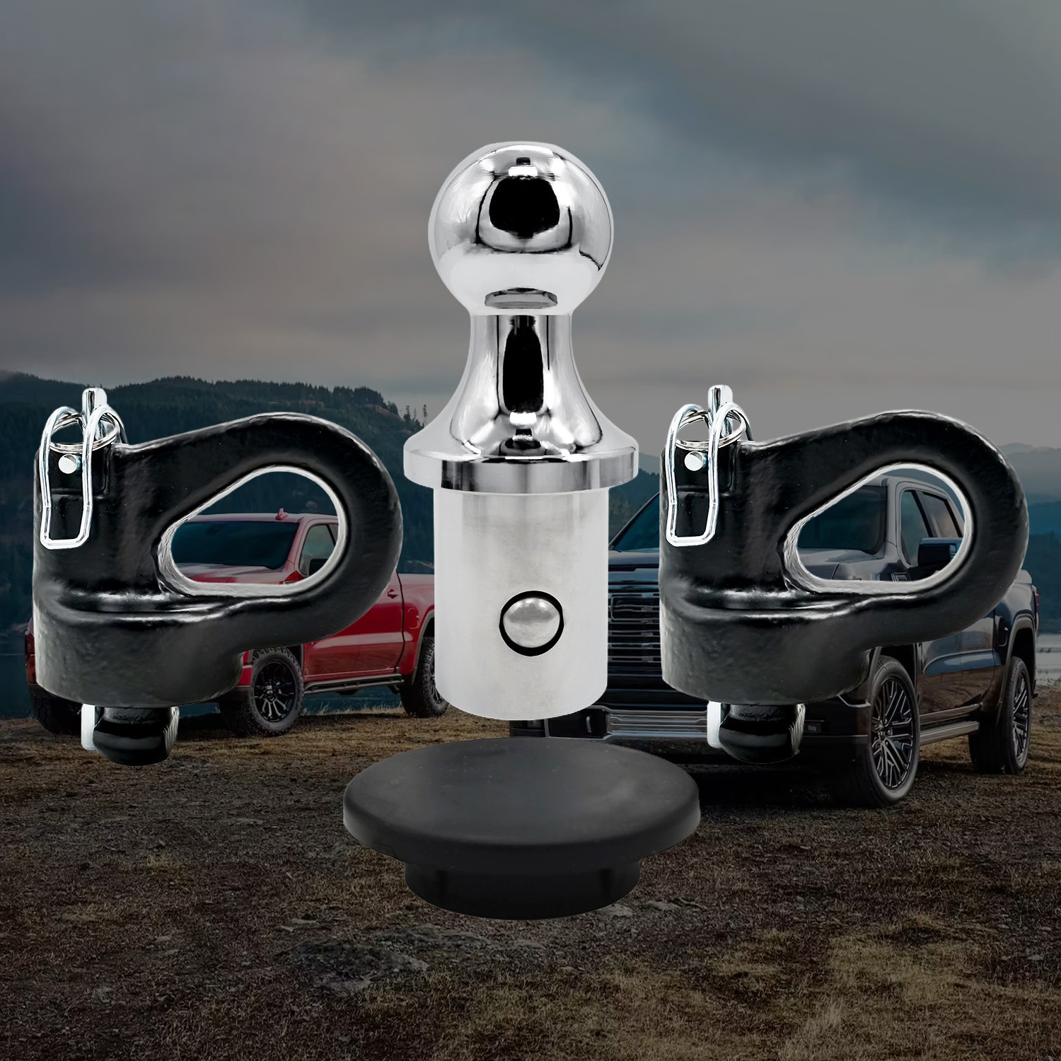 60692 Puck System Gooseneck Ball & Chain Kit, Fit for Silverado, Sierra 2500, 3500 HD, F-250, F-350, Nissan Titan XD (2-5/16-In 30000 lbs Ball)