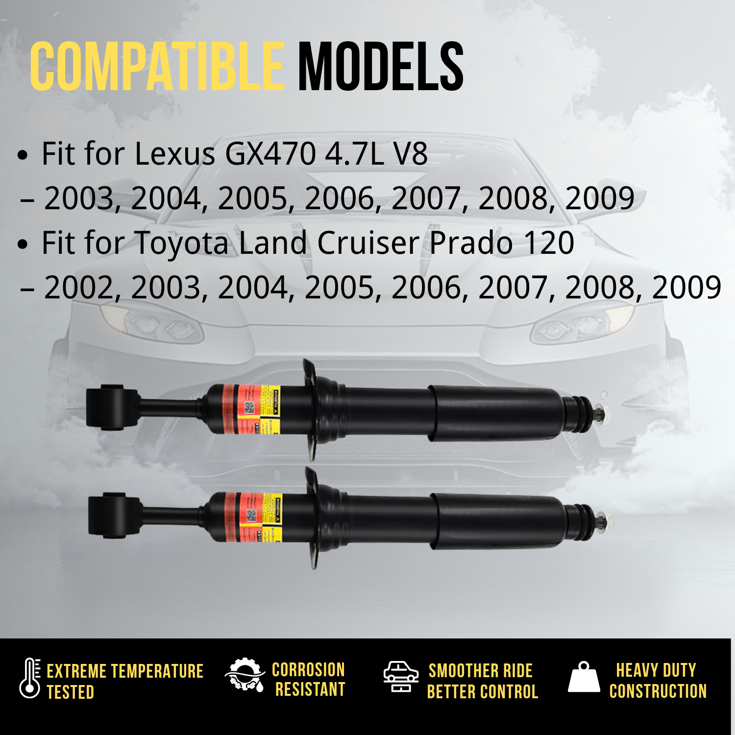 Front Magnetic Shock Absorber Fit for Lexus GX470 Toyota Land Cruiser Prado 120 2002-2009 With Sensor
