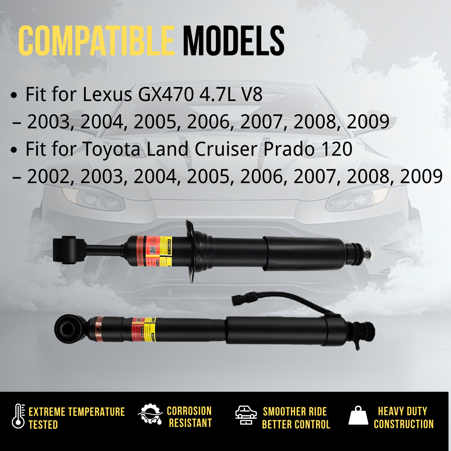 Front & Rear Shock Absorber Kit – Fits Lexus GX470 & Toyota Land Cruiser Prado 120 (2002–2009)