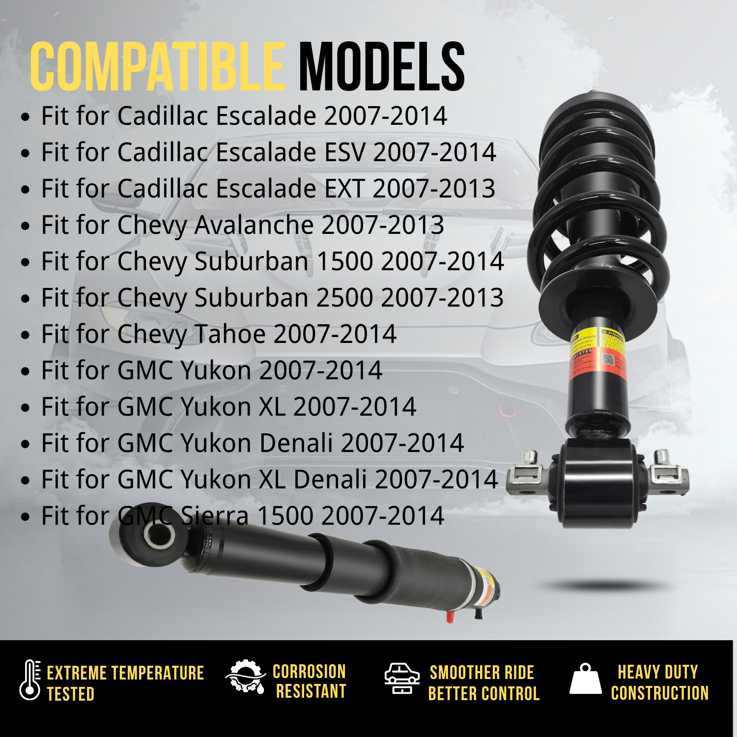 2Pair Front Magnetic Struts & Rear Air Shocks Set Fit for 2007-2014 Tahoe Suburban Avalanche Escalade Yukon XL Denali