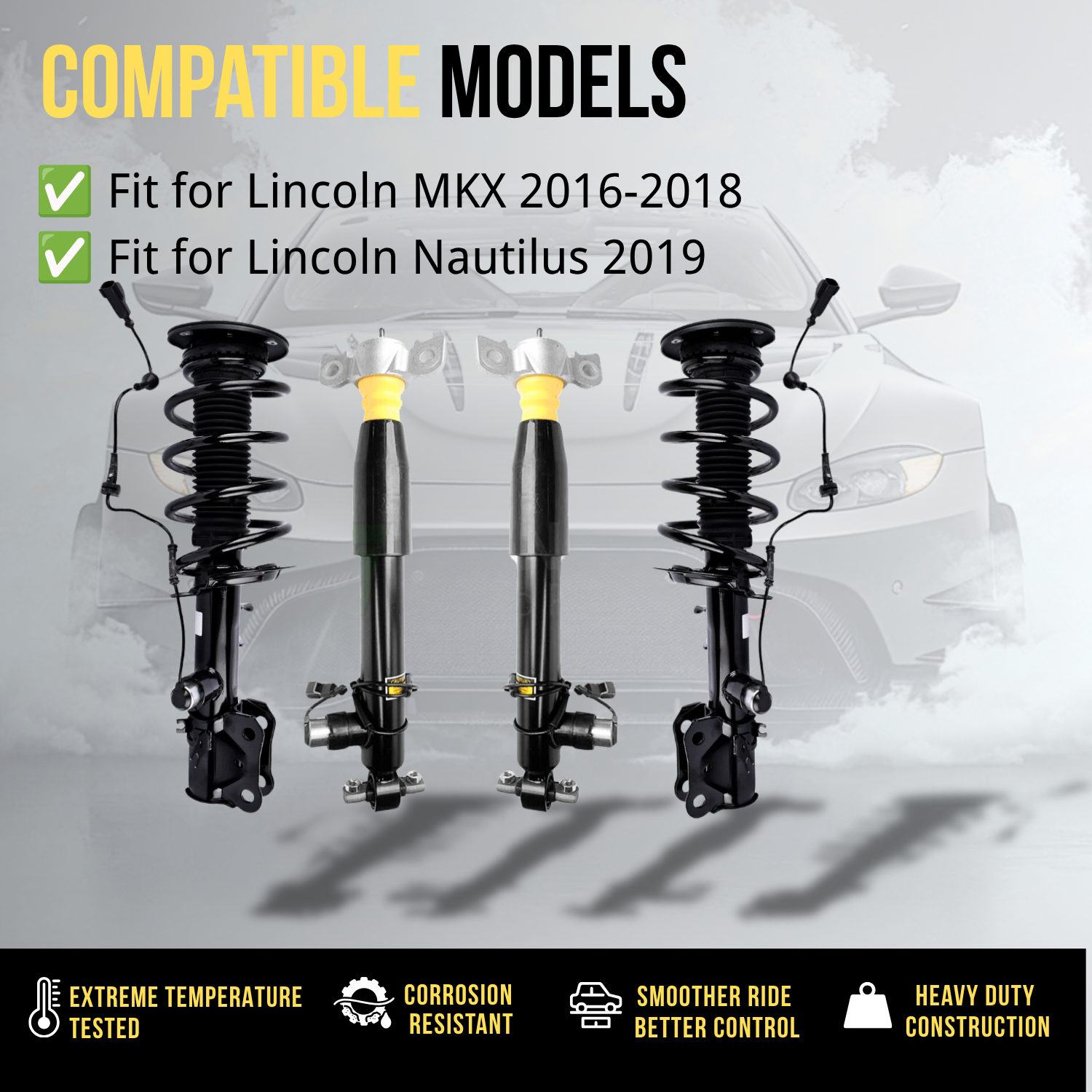 4pcs Front and Rear Electric Shock Absorber Assembly fit for Lincoln MKX 2016-2018