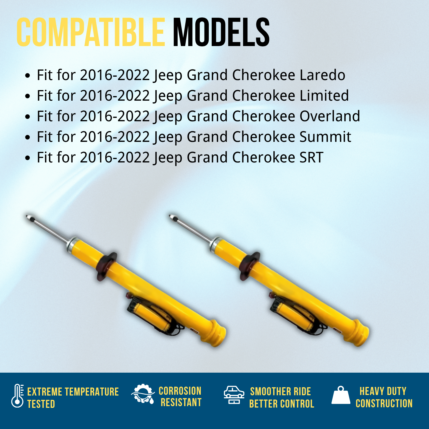 1 Pair Front Shock Absorber w/Active Fit Jeep Grand Cherokee SRT 2016-2022（w/o lower bracket）