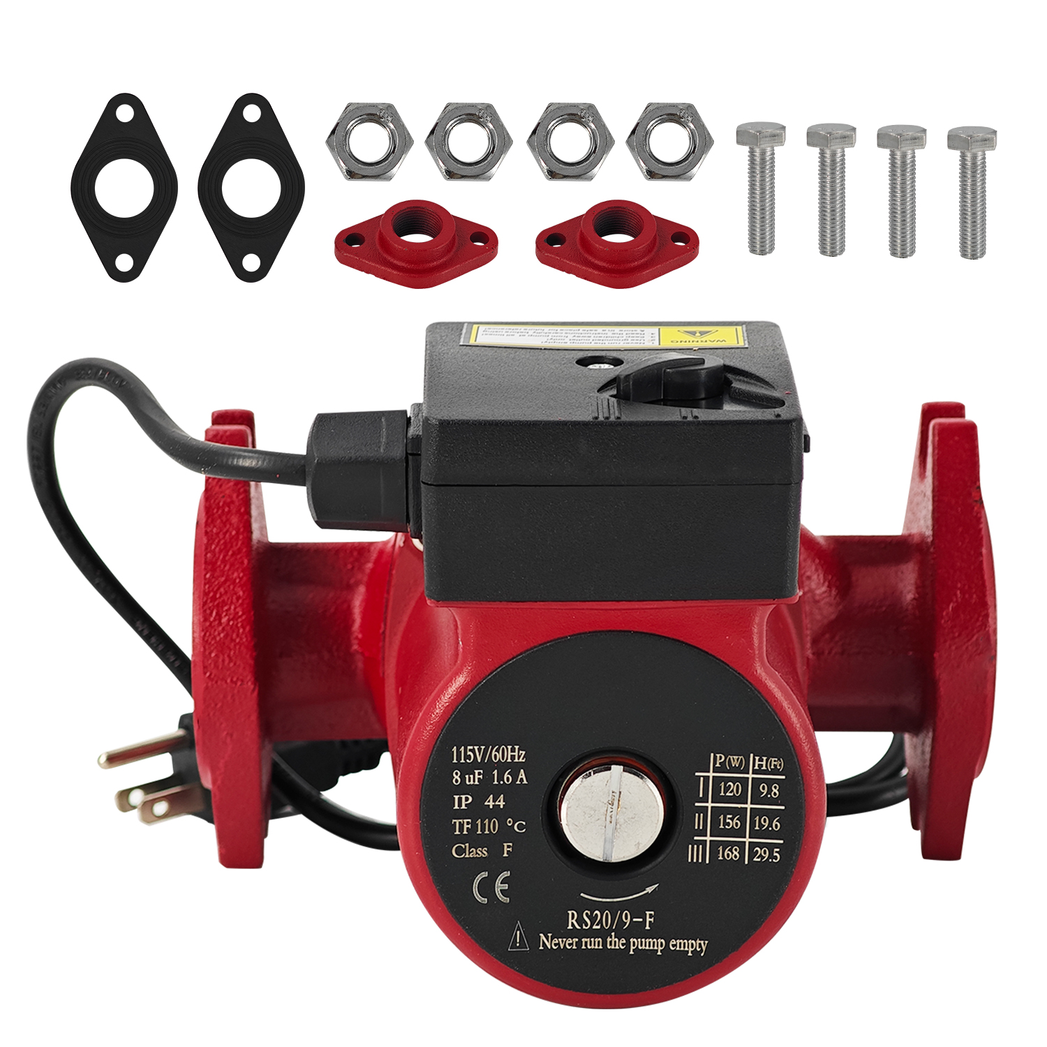 115V 1/6HP Water Circulator Pump Boiler Pump Used for Radiant Heating, Hydronic Heating, Fan Coil Heating, Solar and Other System Types