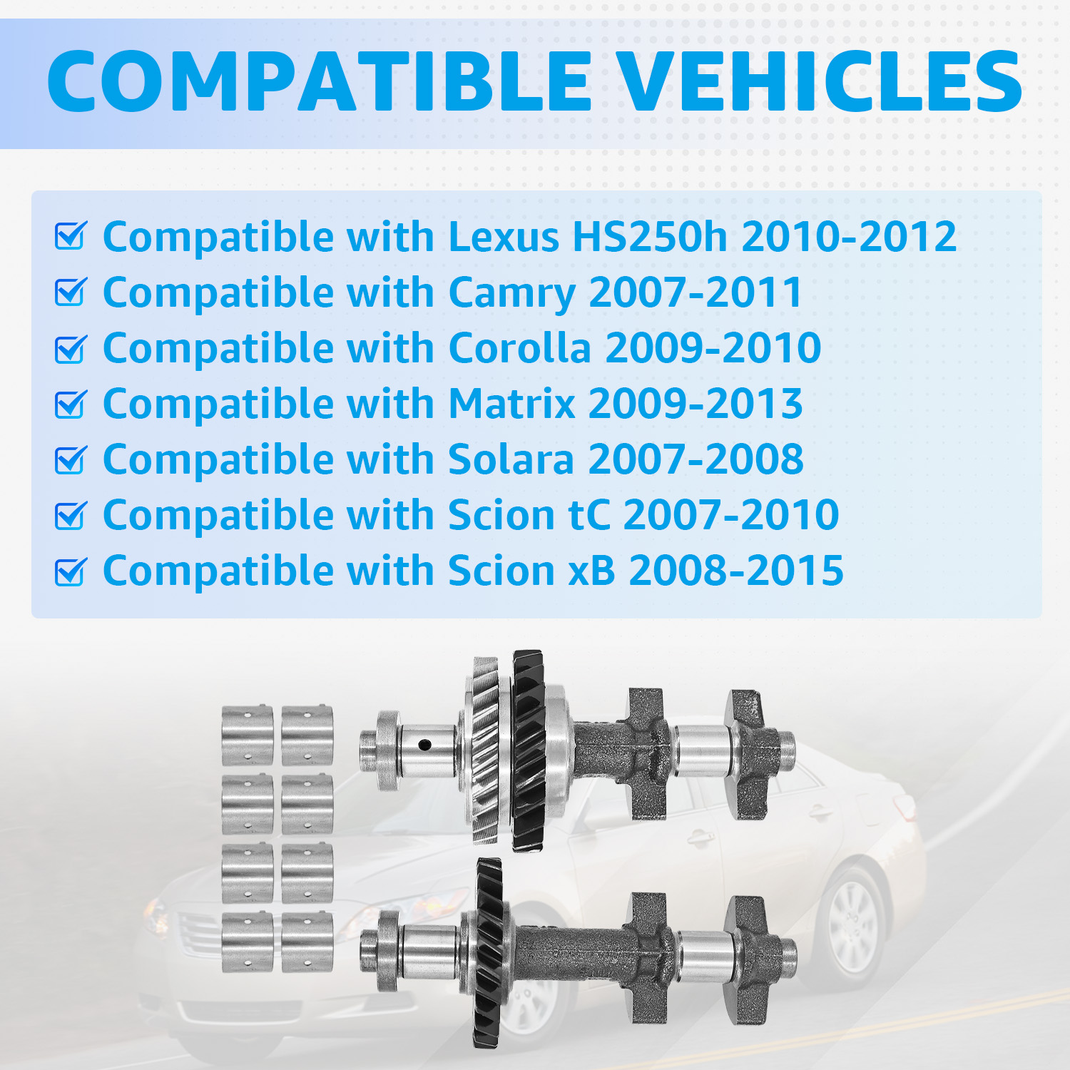 Engine Balance Shaft Set with Bearing Set fit for Toyota Corolla Solara Matrix Camry tC 2AZ-FE 2.4L