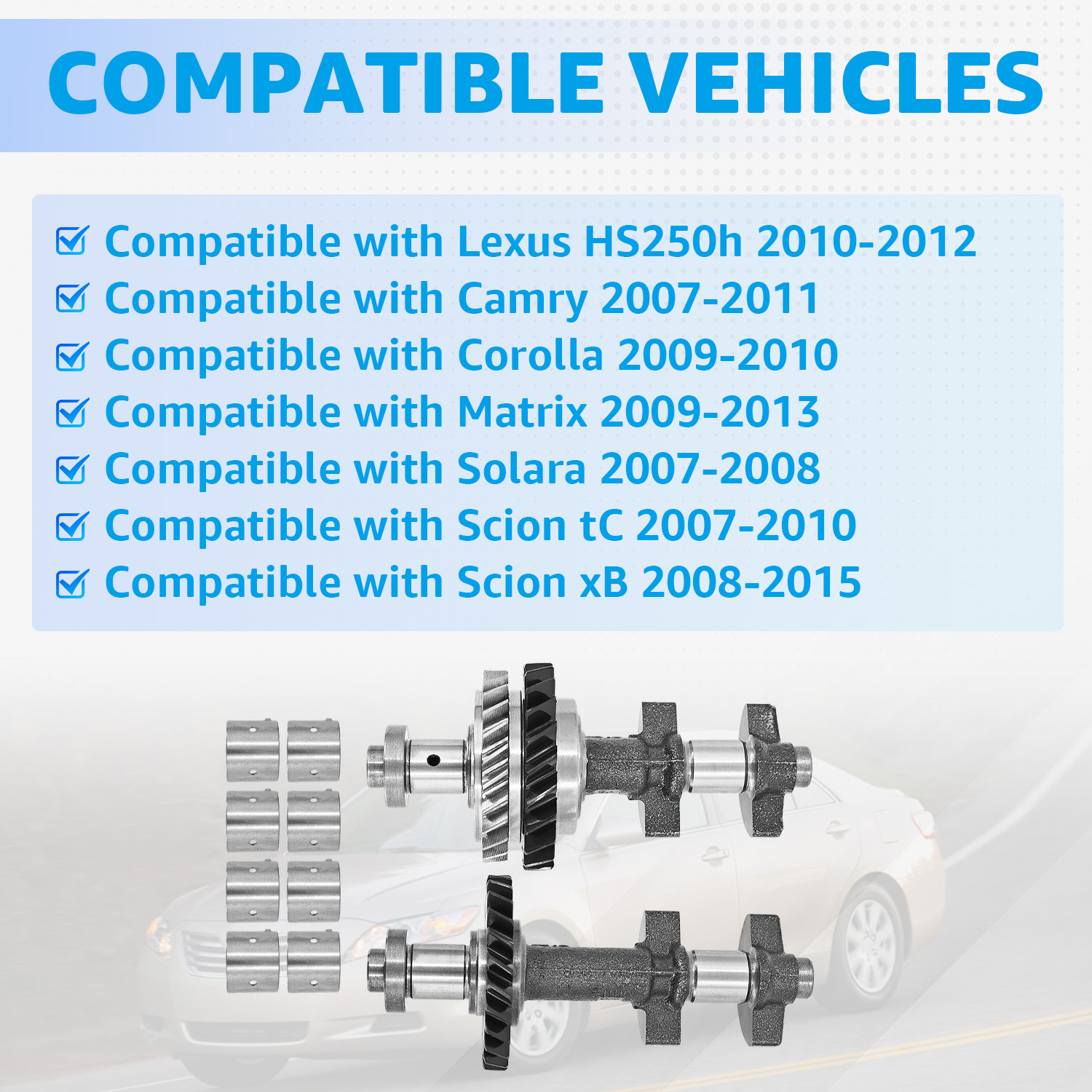Engine Balance Shaft Set with Bearing Set fit for Toyota Corolla Solara Matrix Camry tC 2AZ-FE 2.4L