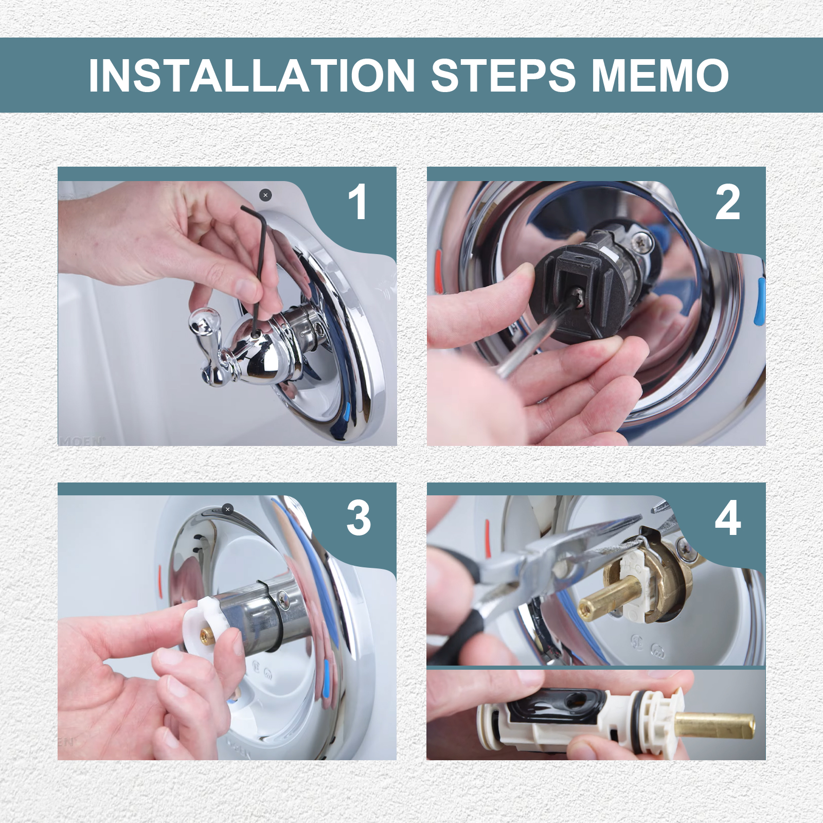 10Pcs Shower Cartridge Replacement Kit for Moen 1222 & 1222B Posi-Temp Faucets with Brass Stem