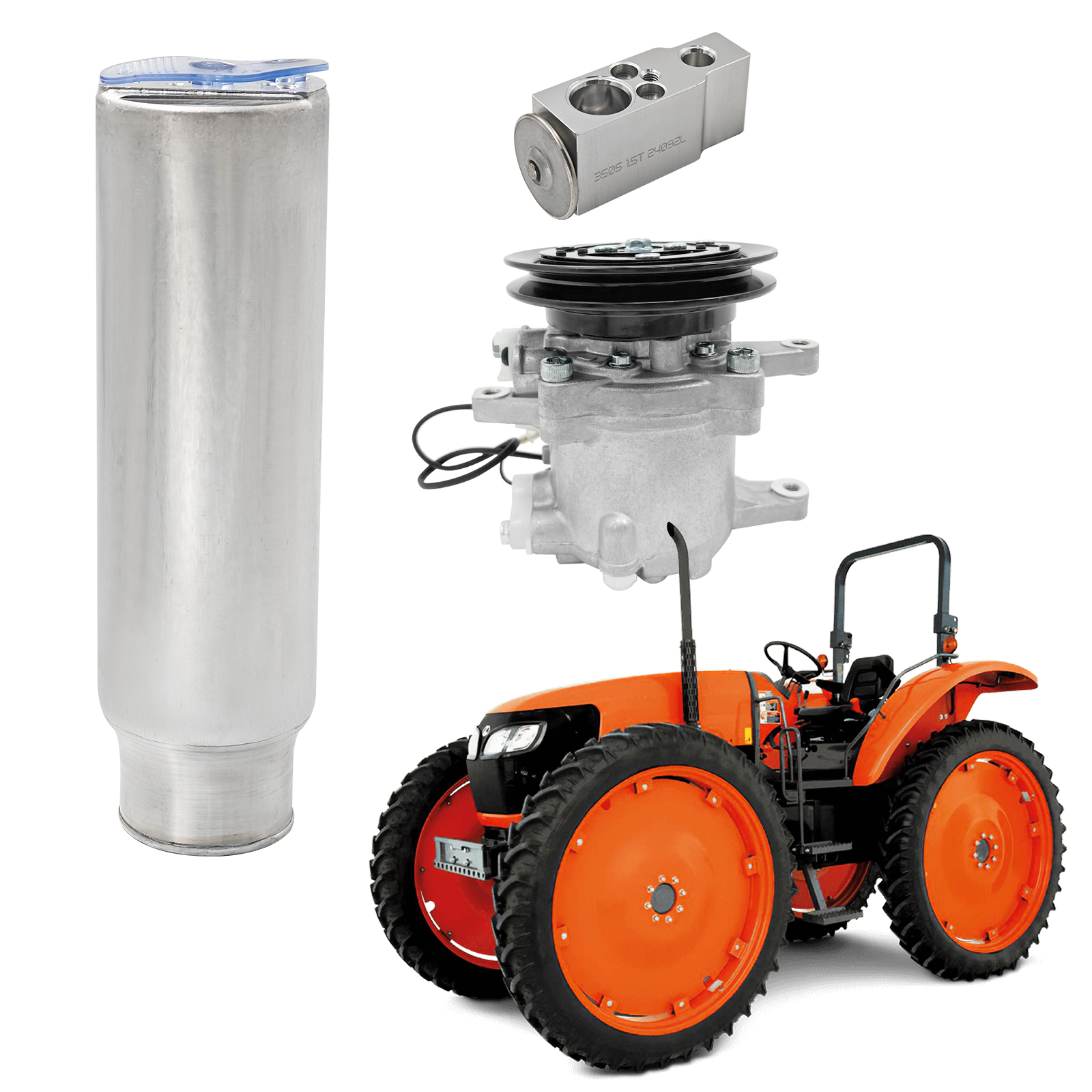 Air Conditioner Compressor + Expansion Valve + Receiver Drier Fit for KUBOTA M96S M108 M108S M110 M5040 M7040 M8540