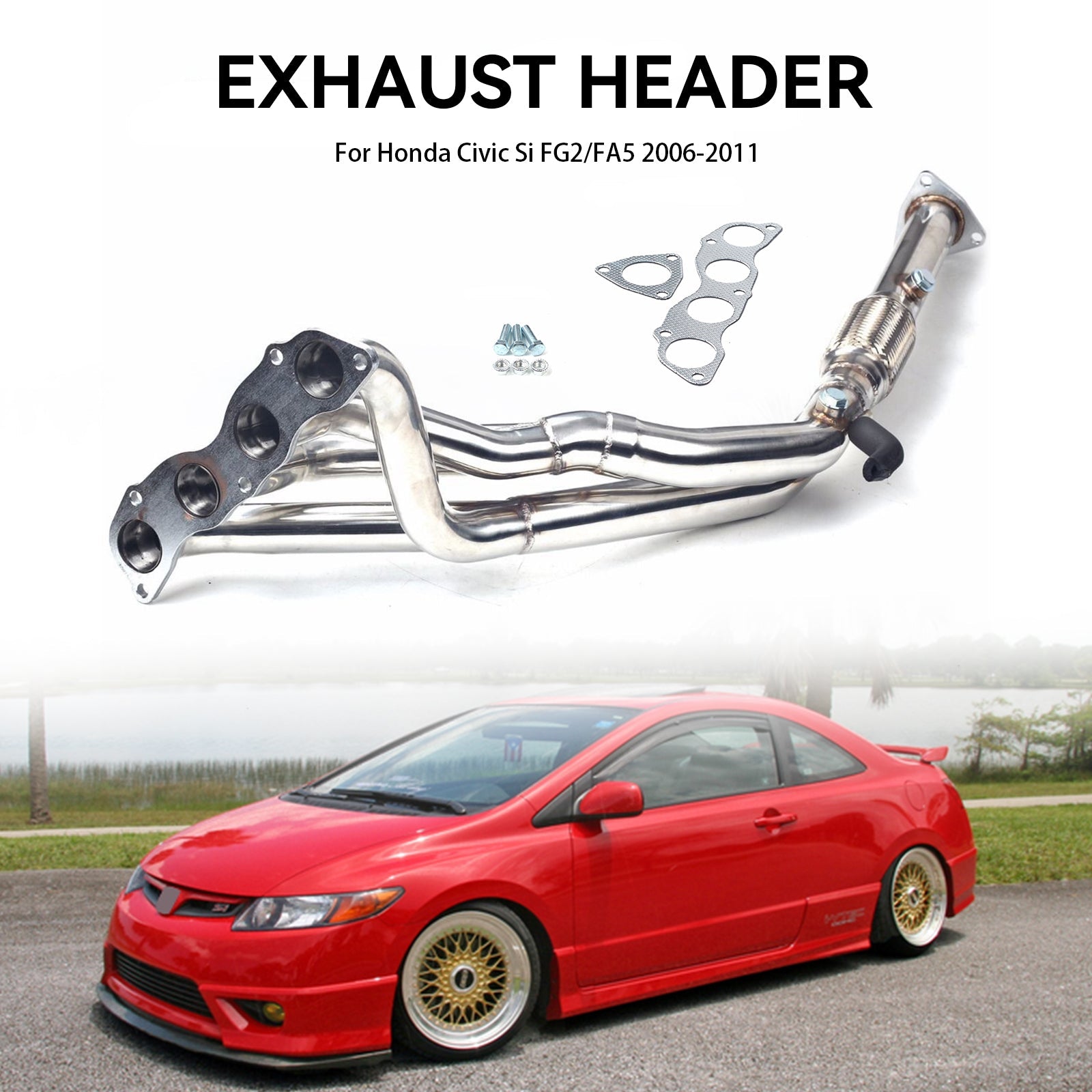 Auto Exhaust Headers Compatible with 1995-1999 Mitsubishi Eclipse/Talon 2G 420A 2.0L NA 