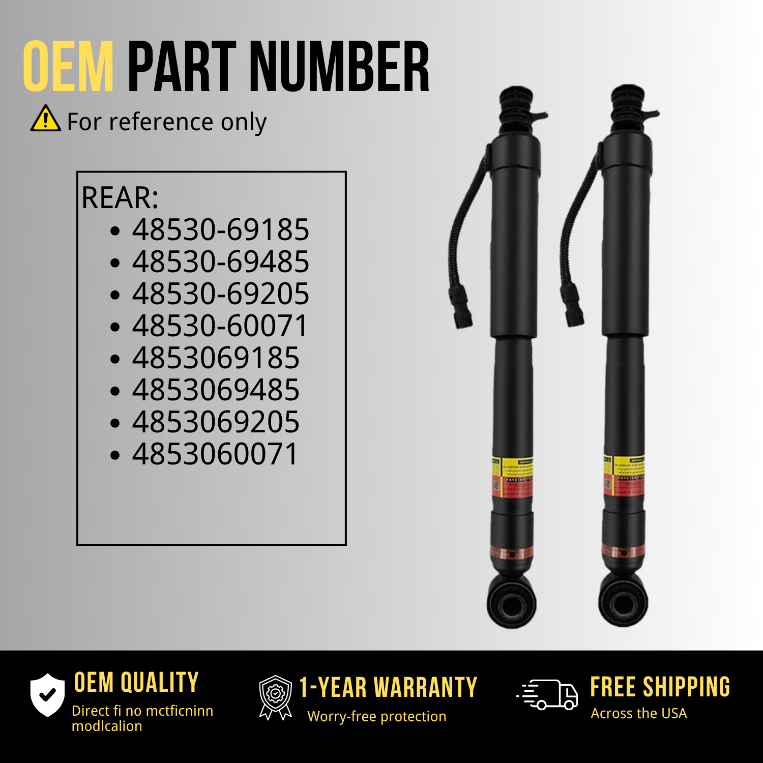 2002-2009 Toyota Lexus GX470 Pair Rear Magnetic Shock Absorber