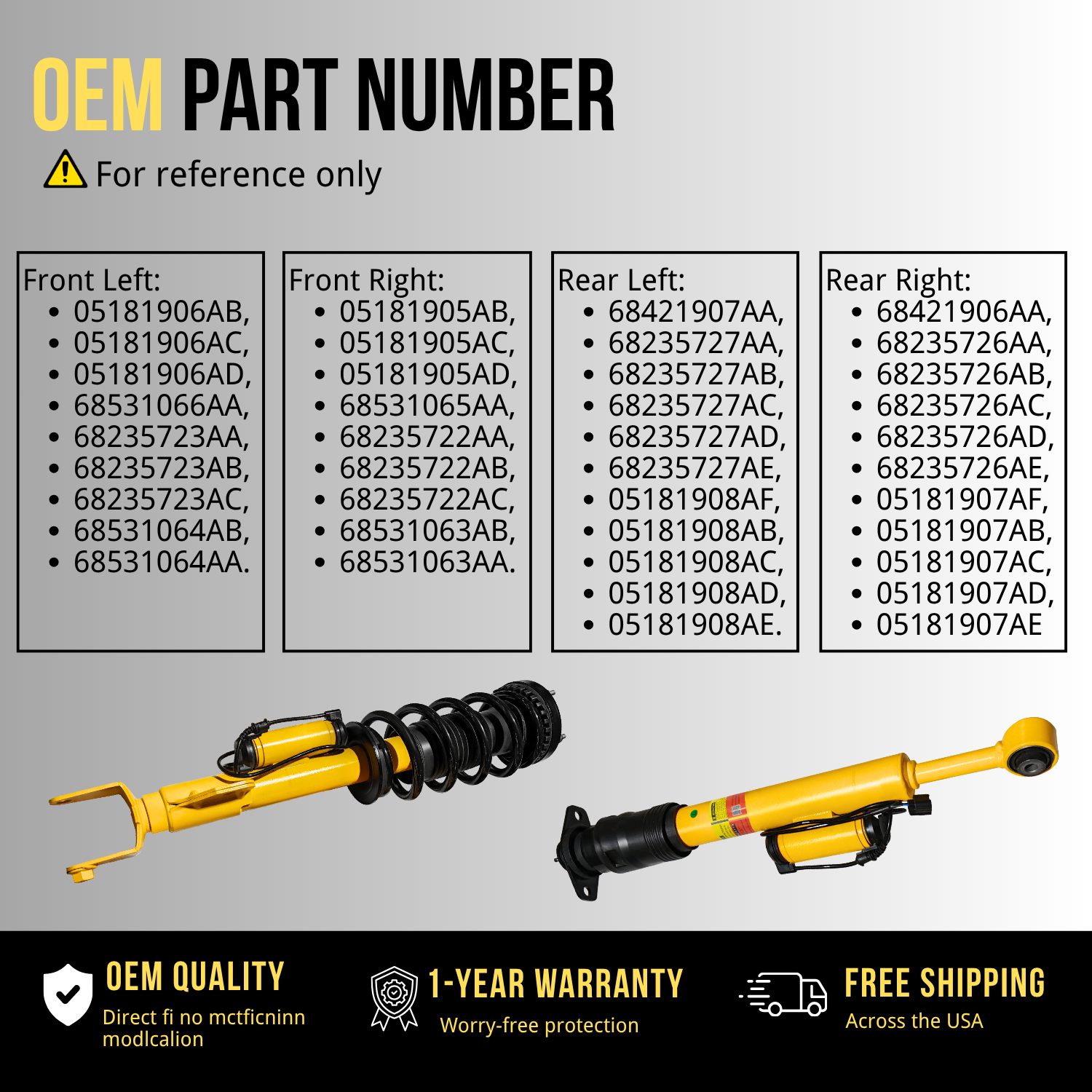 4PCS Front Rear Shock Struts Kit fit for Dodge Challenger 2015-2023, Dodge Charger 2015-2023