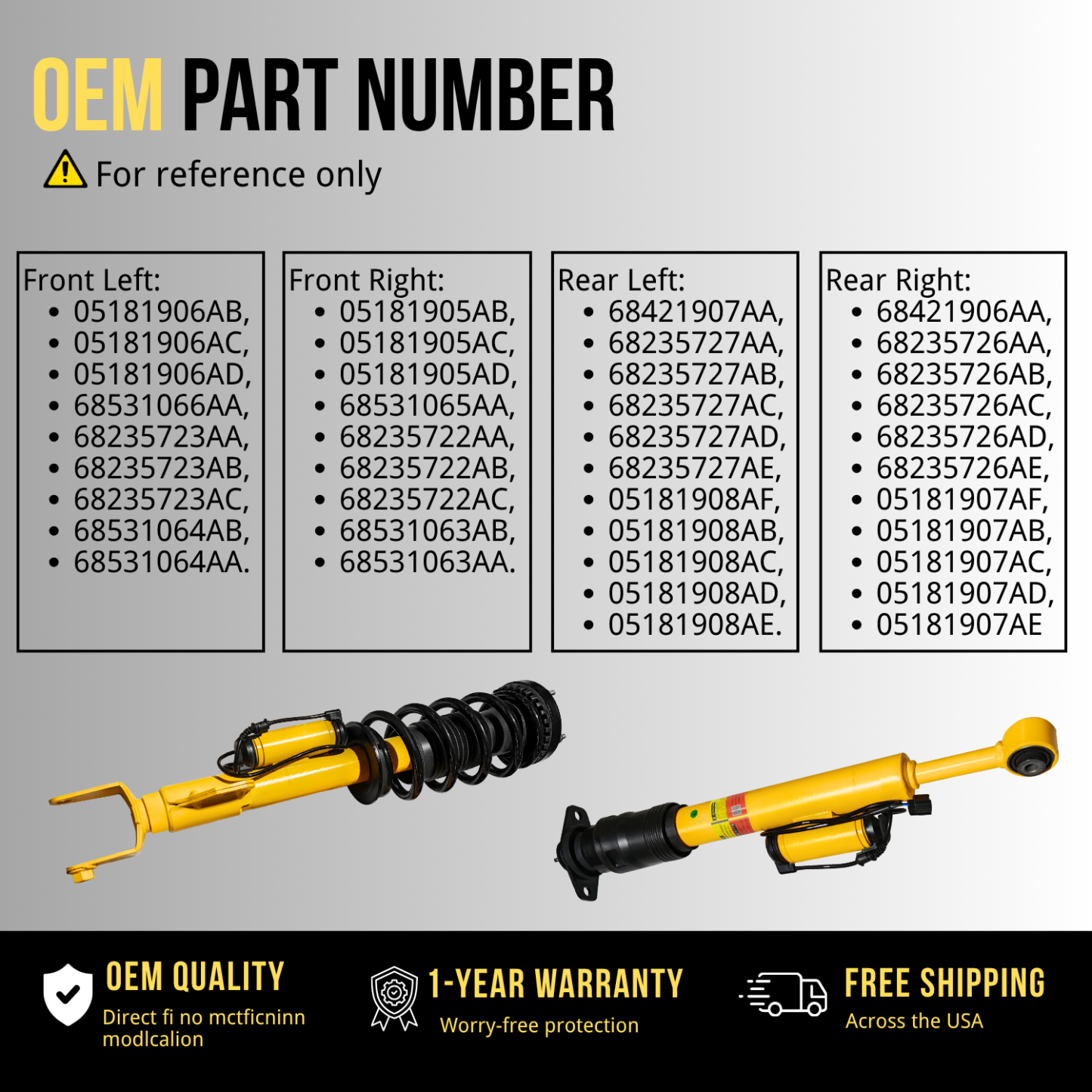 4PCS Front Rear Shock Struts Kit fit for Dodge Challenger 2015-2023, Dodge Charger 2015-2023