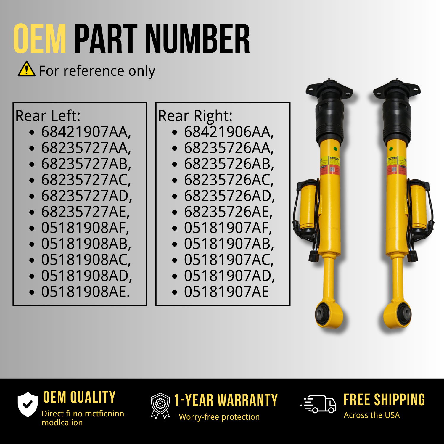 Rear Shock Absorber Assembly fit for Dodge Challenger & Charger 2015–2023