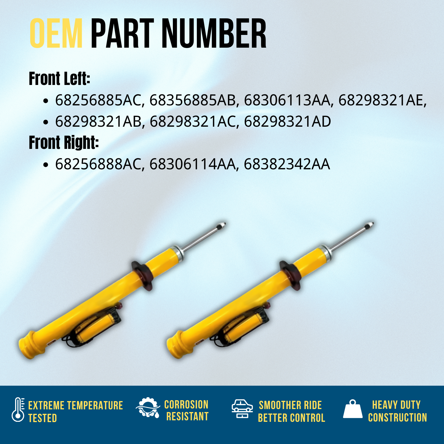 1 Pair Front Shock Absorber w/Active Fit Jeep Grand Cherokee SRT 2016-2022（w/o lower bracket）