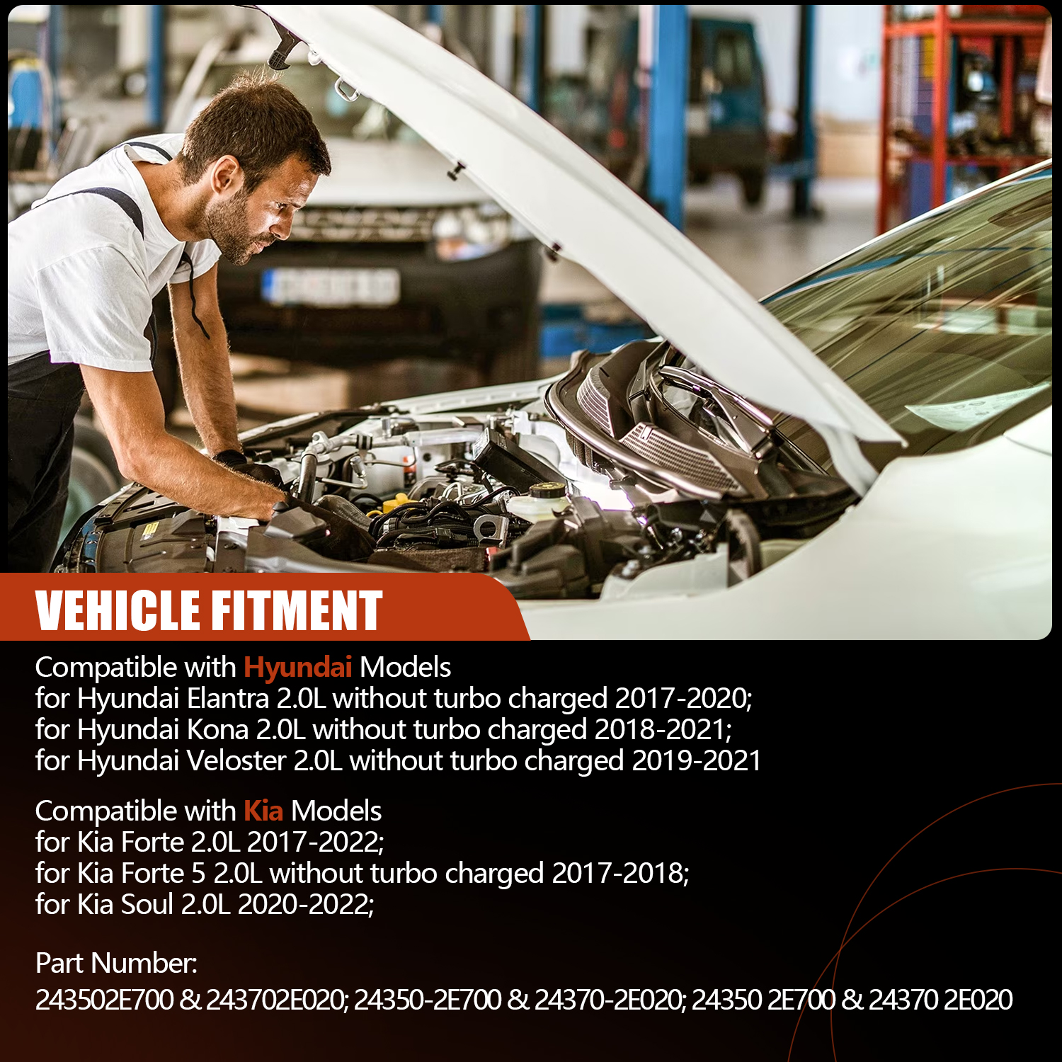 Engine Exhaust Intake CVVT Camshaft Sprocket Gear Assy Fit for Hyundai Elantra, Kona, Veloster, For Kia Forte/Soul/Seltos Valve Timing Gear 2017-2021 24350-2E700 & 24370-2E020 