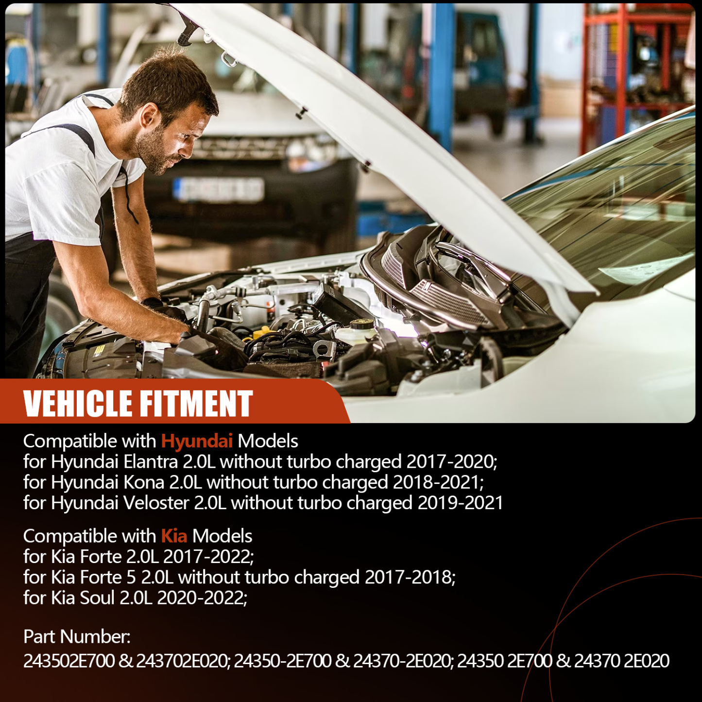 Engine Exhaust Intake CVVT Camshaft Sprocket Gear Assy Fit for Hyundai Elantra, Kona, Veloster, For Kia Forte/Soul/Seltos Valve Timing Gear 2017-2021 24350-2E700 & 24370-2E020 