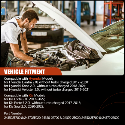 Engine Exhaust Intake CVVT Camshaft Sprocket Gear Assy Fit for Hyundai Elantra, Kona, Veloster, For Kia Forte/Soul/Seltos Valve Timing Gear 2017-2021 24350-2E700 & 24370-2E020 