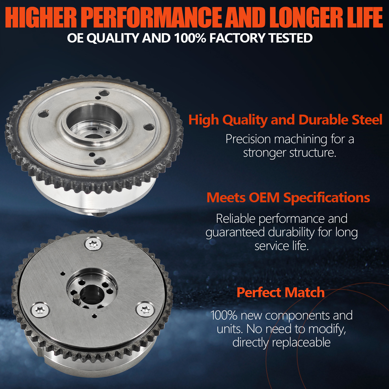 Engine Exhaust Intake CVVT Camshaft Sprocket Gear Assy Fit for Hyundai Elantra, Kona, Veloster, For Kia Forte/Soul/Seltos Valve Timing Gear 2017-2021 24350-2E700 & 24370-2E020 