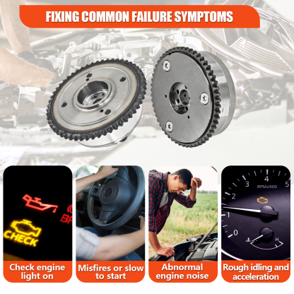 Engine Exhaust Intake CVVT Camshaft Sprocket Gear Assy Fit for Hyundai Elantra, Kona, Veloster, For Kia Forte/Soul/Seltos Valve Timing Gear 2017-2021 24350-2E700 & 24370-2E020 