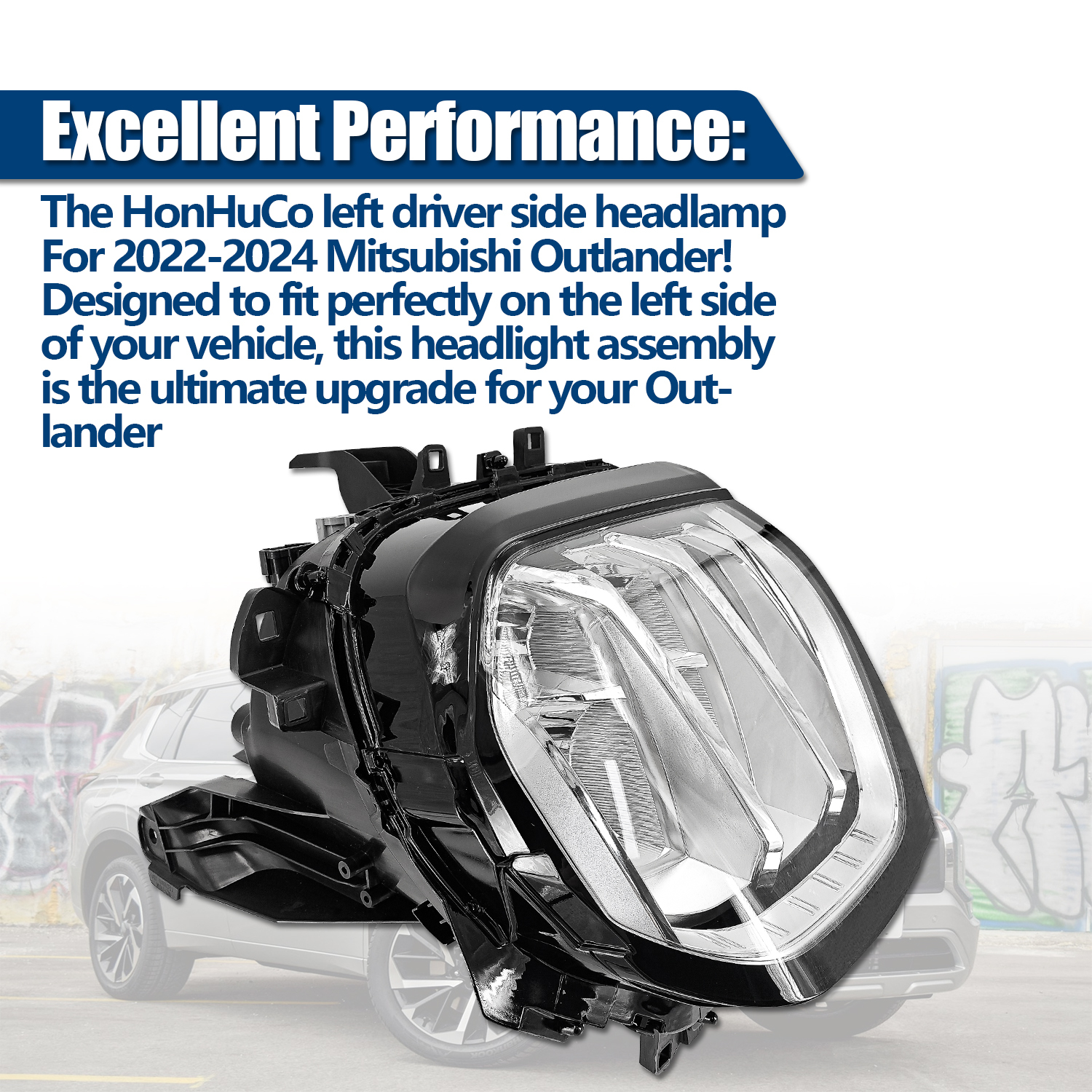 8301D811 Left Driver Side LED Headlight Compatible with 2022-2024 Mitsubishi Outlander