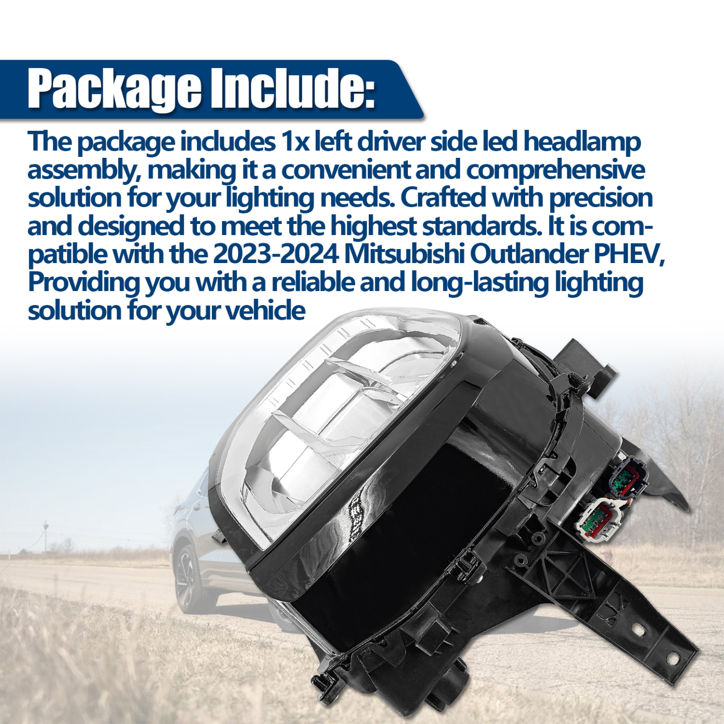 8301D811 Left Driver Side LED Headlight Compatible with 2022-2024 Mitsubishi Outlander