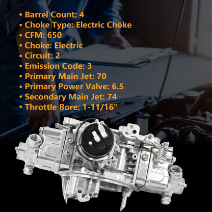 BR-67255 Carburetor Fit for Holley Quick Fuel Brawler Diecast Carburetors with Mechanical Secondaries Electric Choke, 4150 Model 650 CFM 4 Barrel Carburetor 