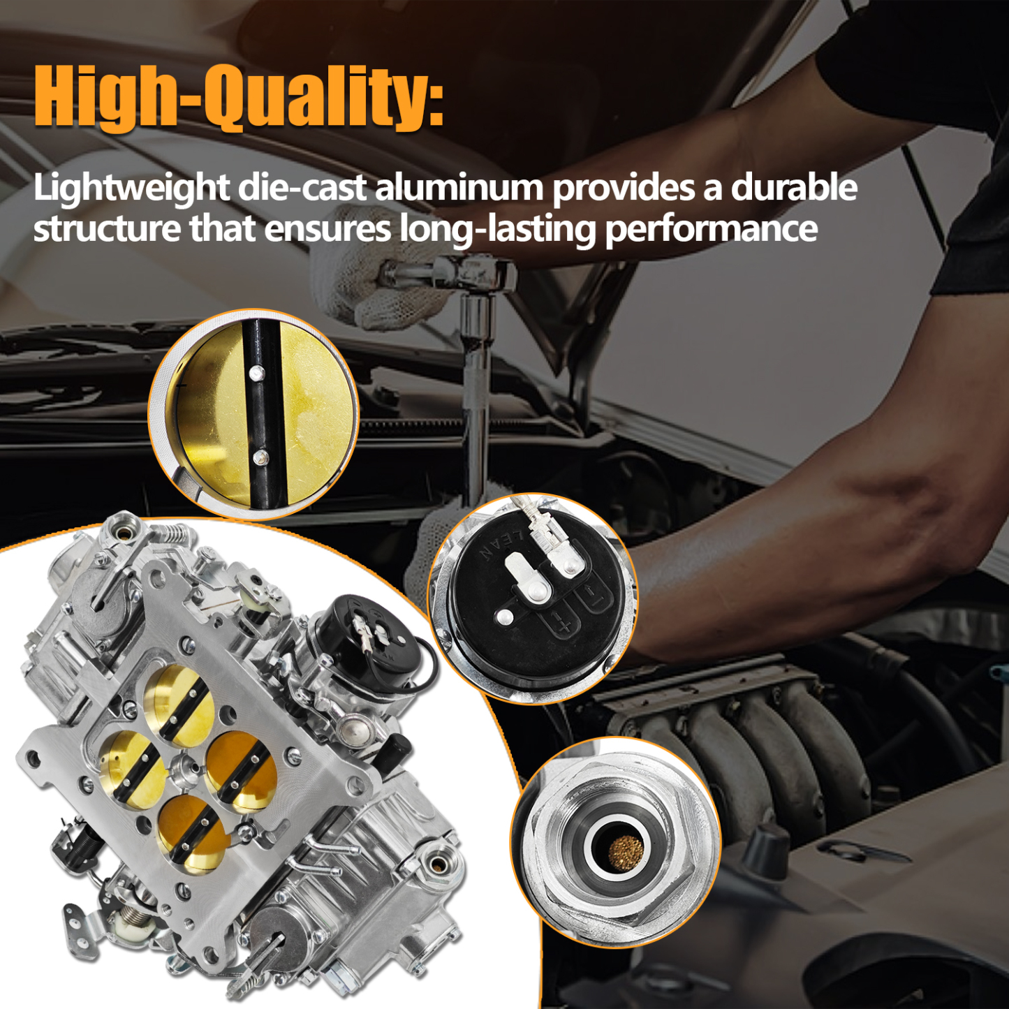 BR-67255 Carburetor Fit for Holley Quick Fuel Brawler Diecast Carburetors with Mechanical Secondaries Electric Choke, 4150 Model 650 CFM 4 Barrel Carburetor 