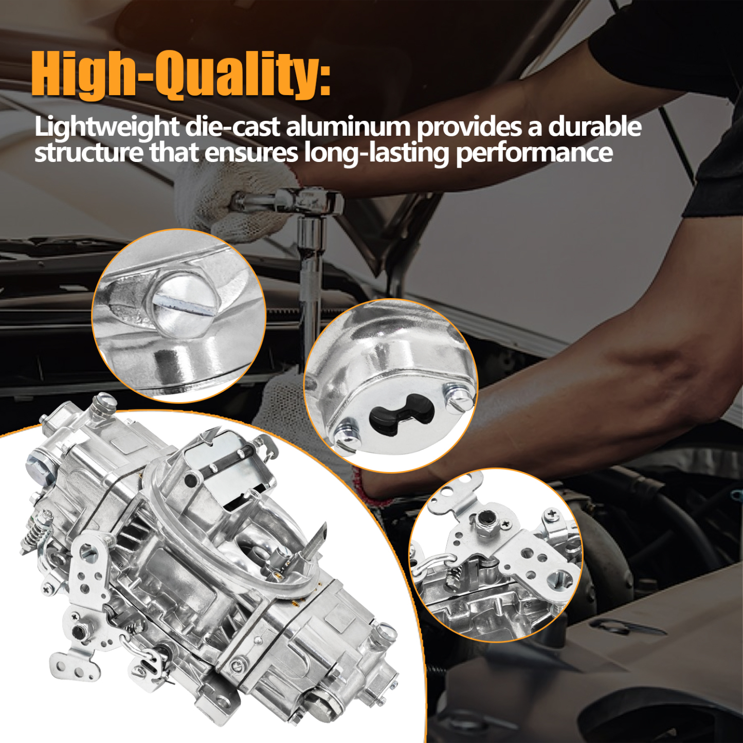 BR-67255 Carburetor Fit for Holley Quick Fuel Brawler Diecast Carburetors with Mechanical Secondaries Electric Choke, 4150 Model 650 CFM 4 Barrel Carburetor 