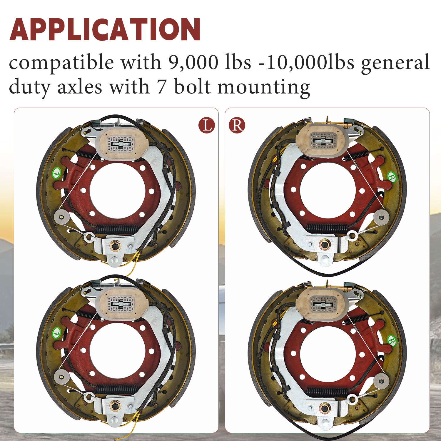 4PCS Electric Trailer Brake Assembly Compatible with Dexter 9k-10k lbs Axles - 12-1/4" x 3-3/8" (12.25" X 3.375") 