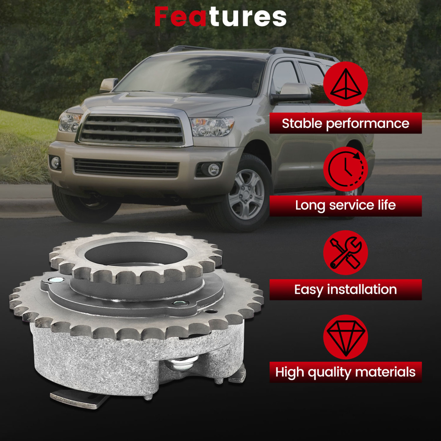 2PCS Engine Camshaft Timing Gear For Toyota Land Cruiser 2008-2019 5.7L