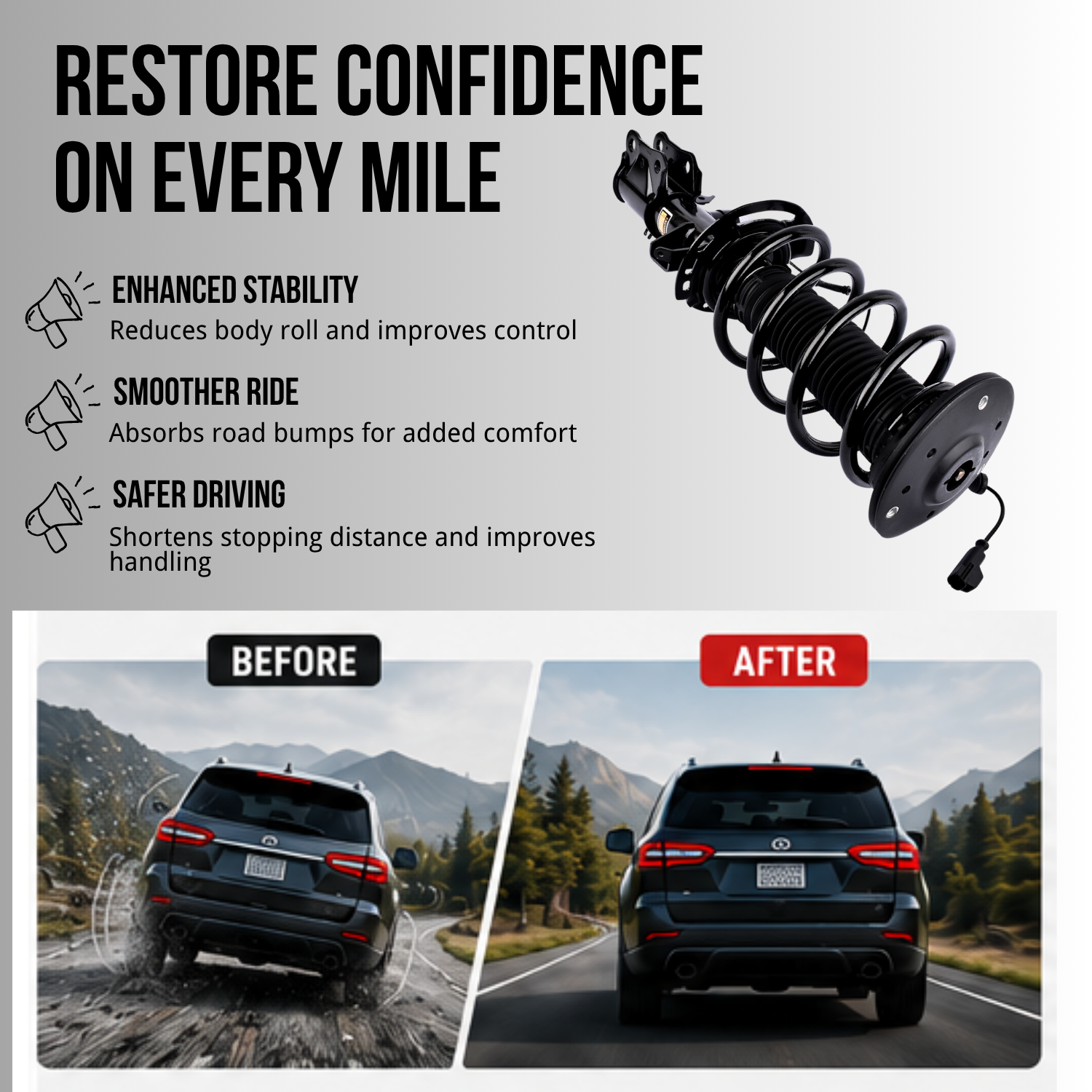 4pcs Front and Rear Electric Shock Absorber Assembly fit for Lincoln MKX 2016-2018