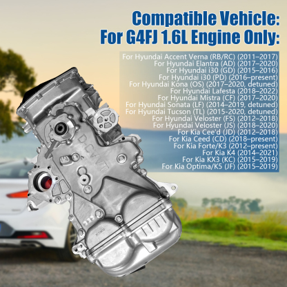 G4FJ 1.6L Engine Assembly Kit 1.6T Fits for Hyundai Accent Verna (RB/RC)2011-2017, Elantra (AD) 2017-2020