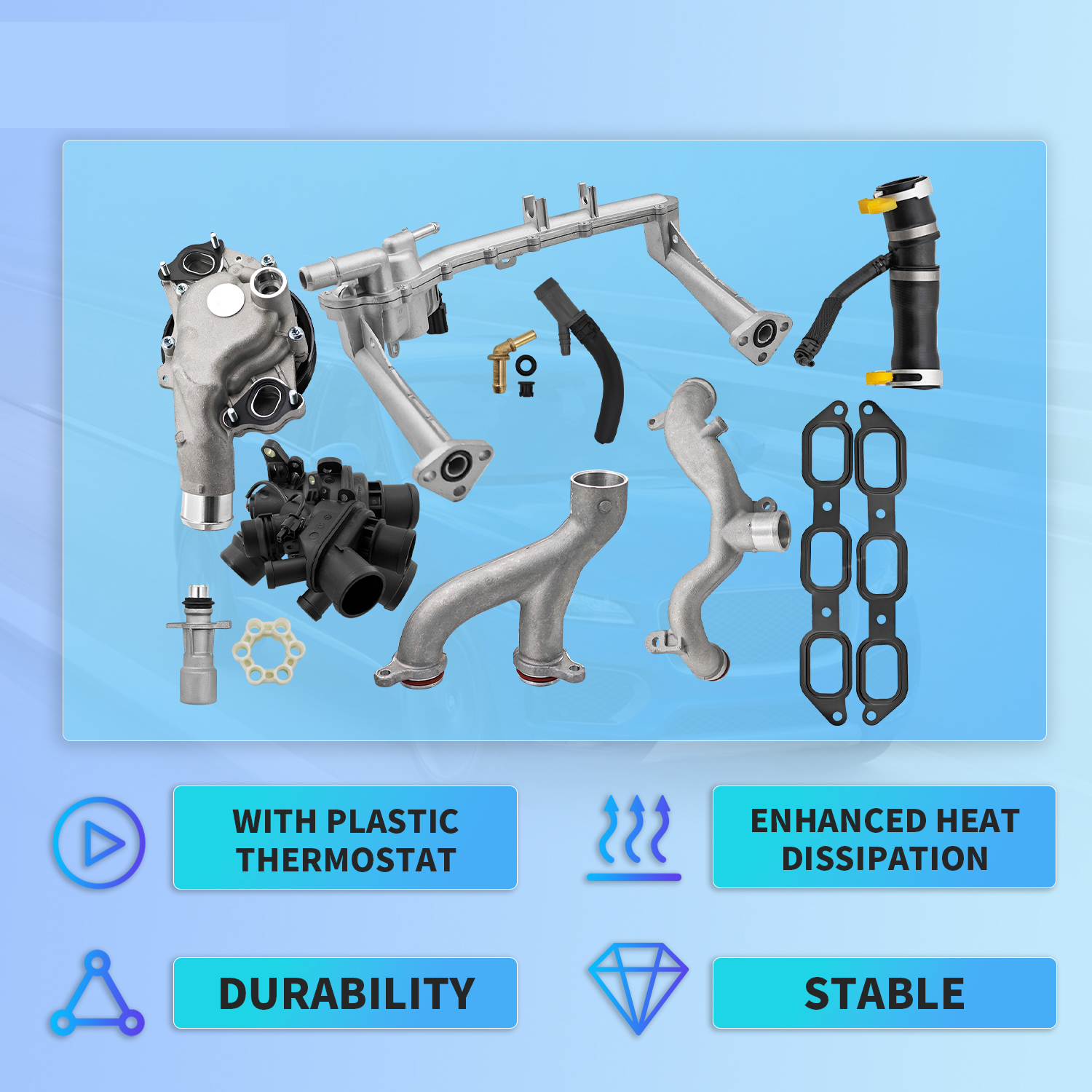 Cooling System Upgrade Kit Compatible with Jaguar fit for Land Rover 3.0L V6 2013-2021 Supercharged Engine