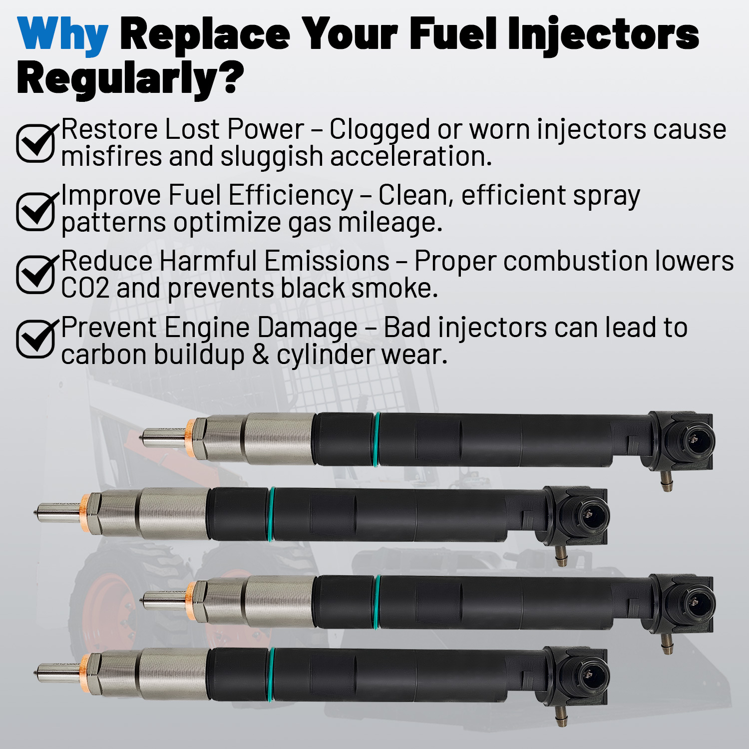 4pcs Fuel Injectors with Seal Compatible with Doosan D24 D18 Engine fit for Bobcat Excavator S450 S510 S550 S570 S590 S595 S630 S650 