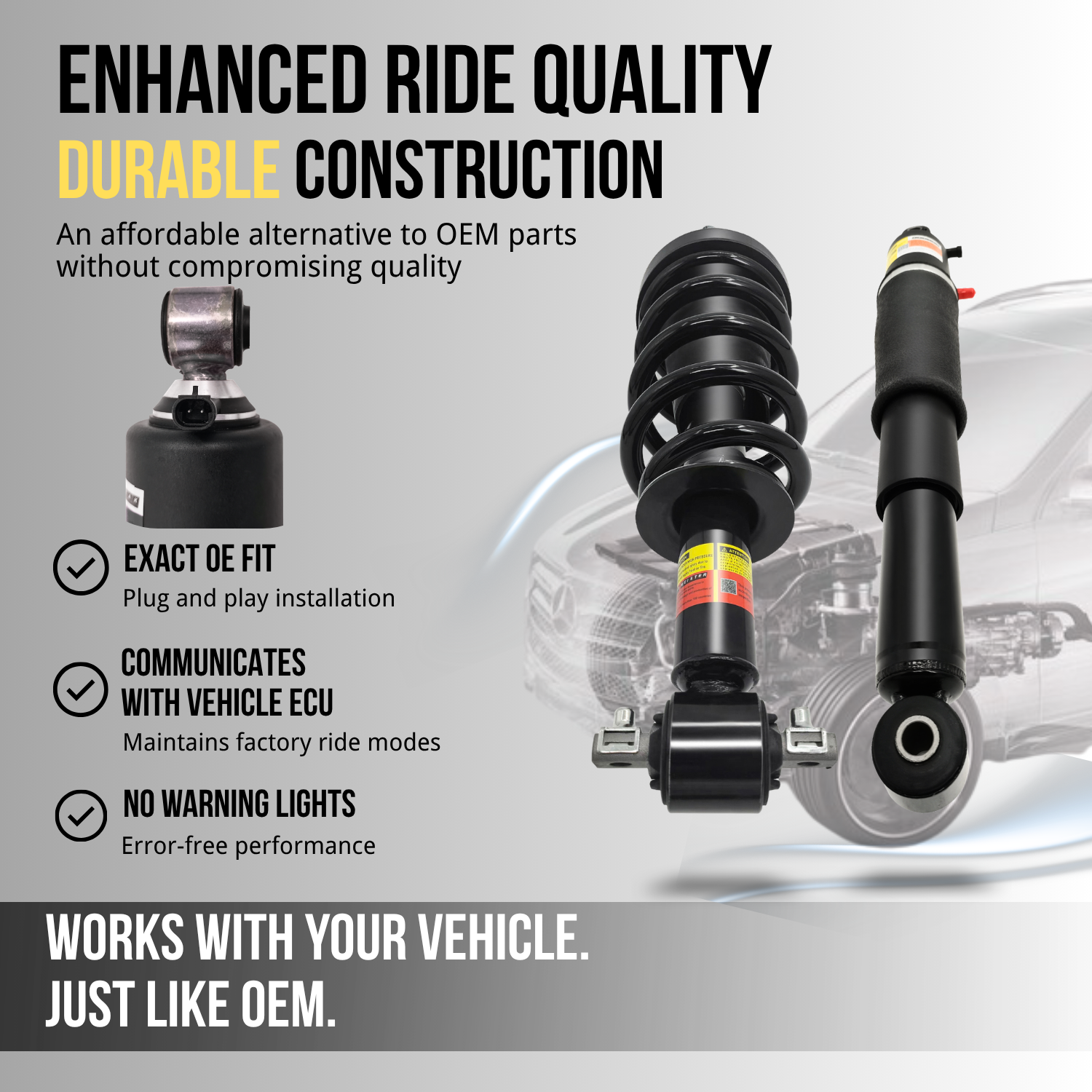 2Pair Front Magnetic Struts & Rear Air Shocks Set Fit for 2007-2014 Tahoe Suburban Avalanche Escalade Yukon XL Denali