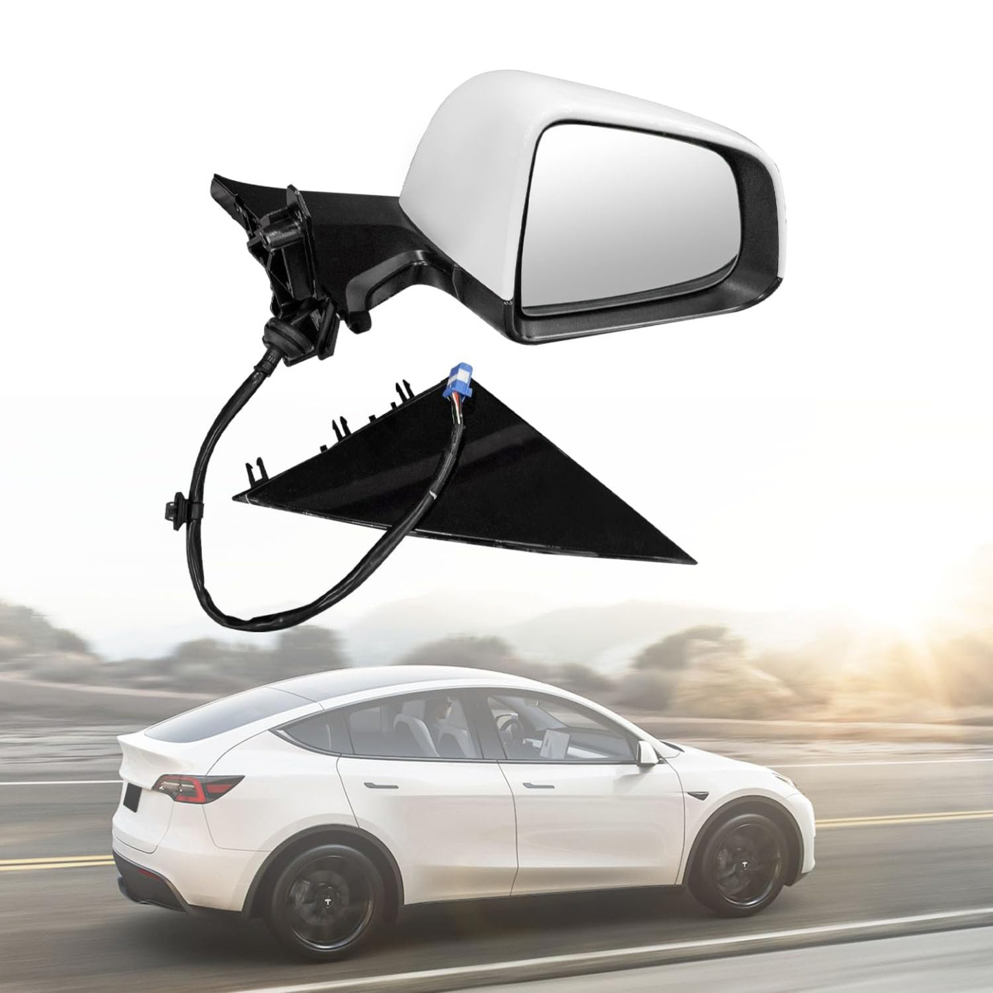 White Right Passenger Side Mirror With Anti-Glare Exterior View Mirror Fit for Tesla Model Y 2020-2023