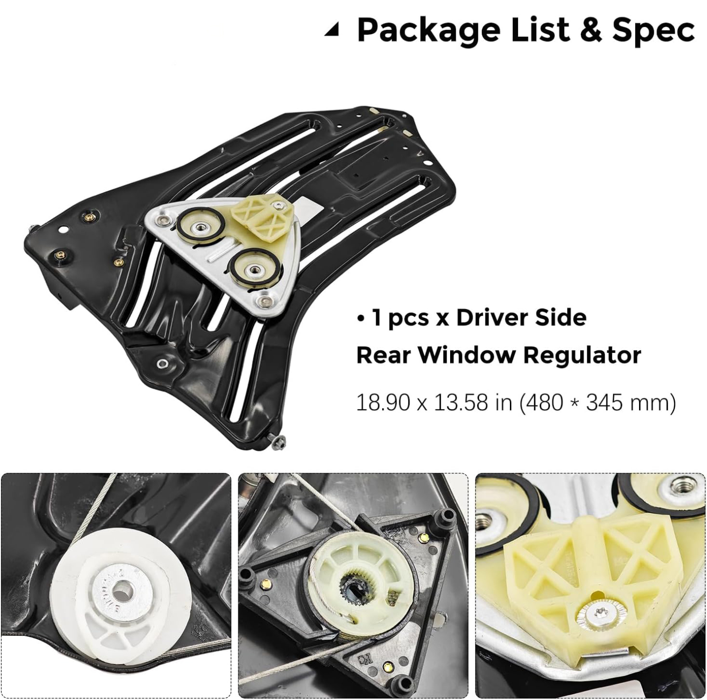 Driver Side Rear Window Regulator for Mini Cooper 1.6L Chassis R52 2005-2008 Chassis R57 2009-2015 