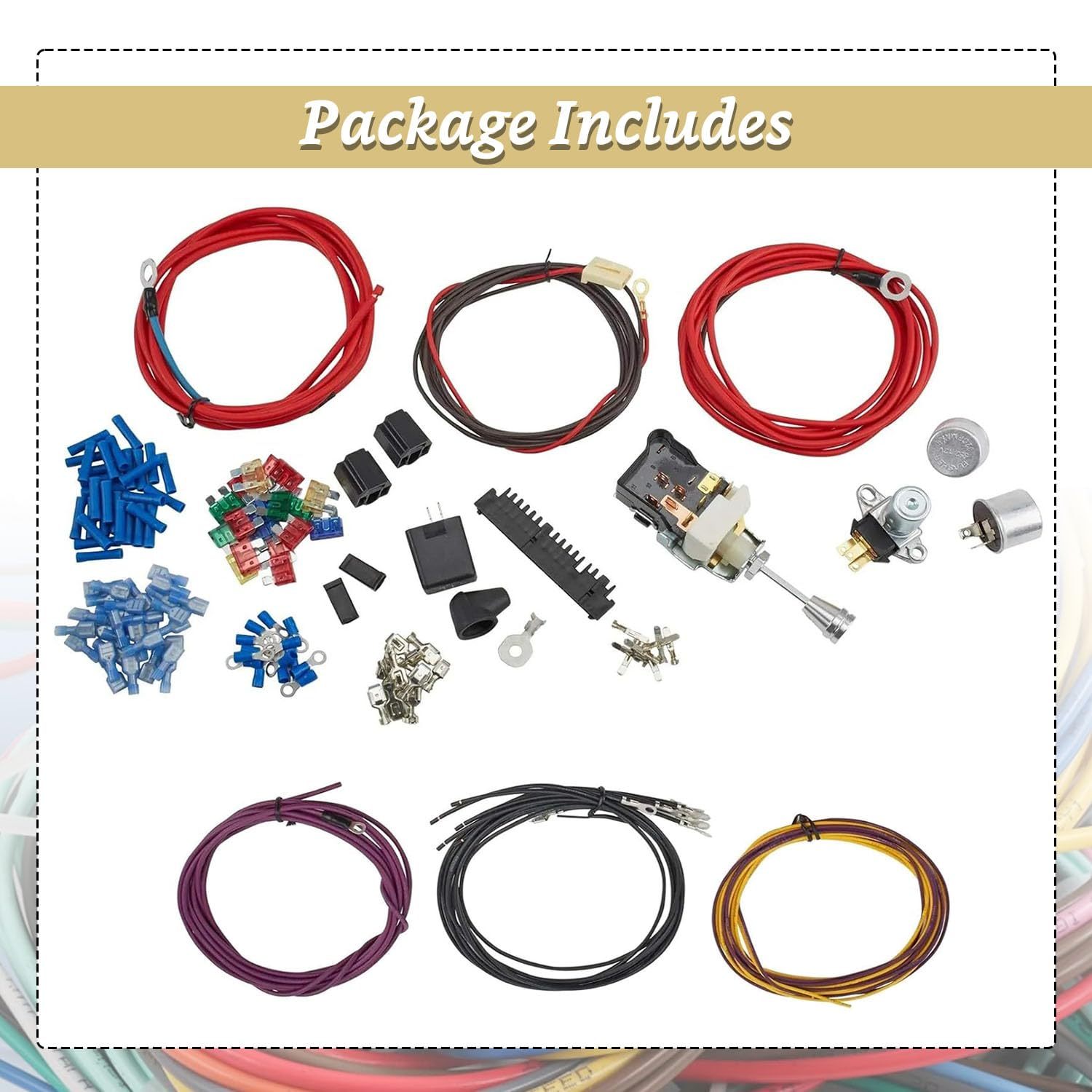 22 Circuit Universal Wiring Harness Kit fit for GM Tilt Columns Car Truck 1968-1996, Insulated Copper Wires, 91064022