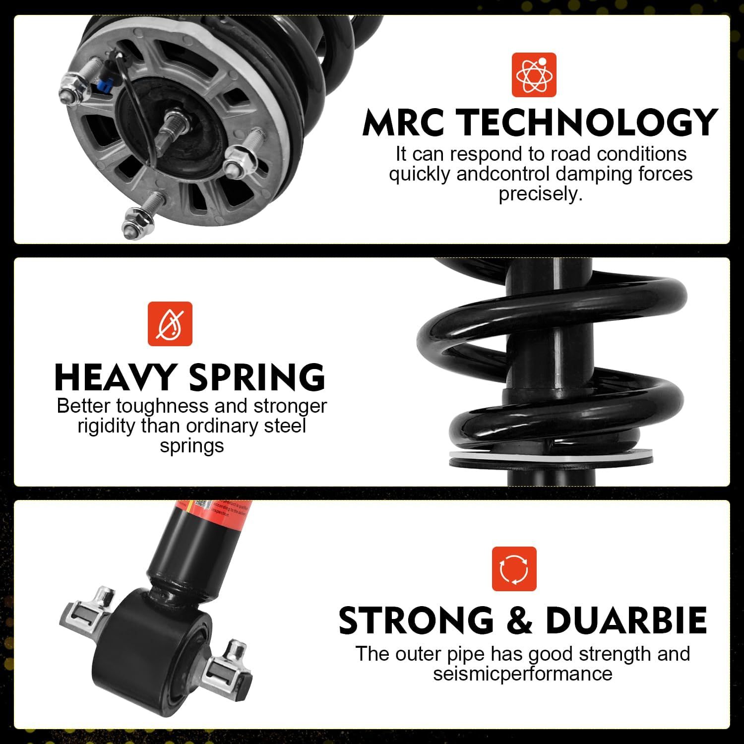 4pcs Magnetic Front Shock Absorber Assembly Kit fit for 2021-2024 Cadillac Escalade (ESV), Chevrolet Silverado/Suburban/Tahoe, GMC Yukon (XL), GMC Sierra (1500)