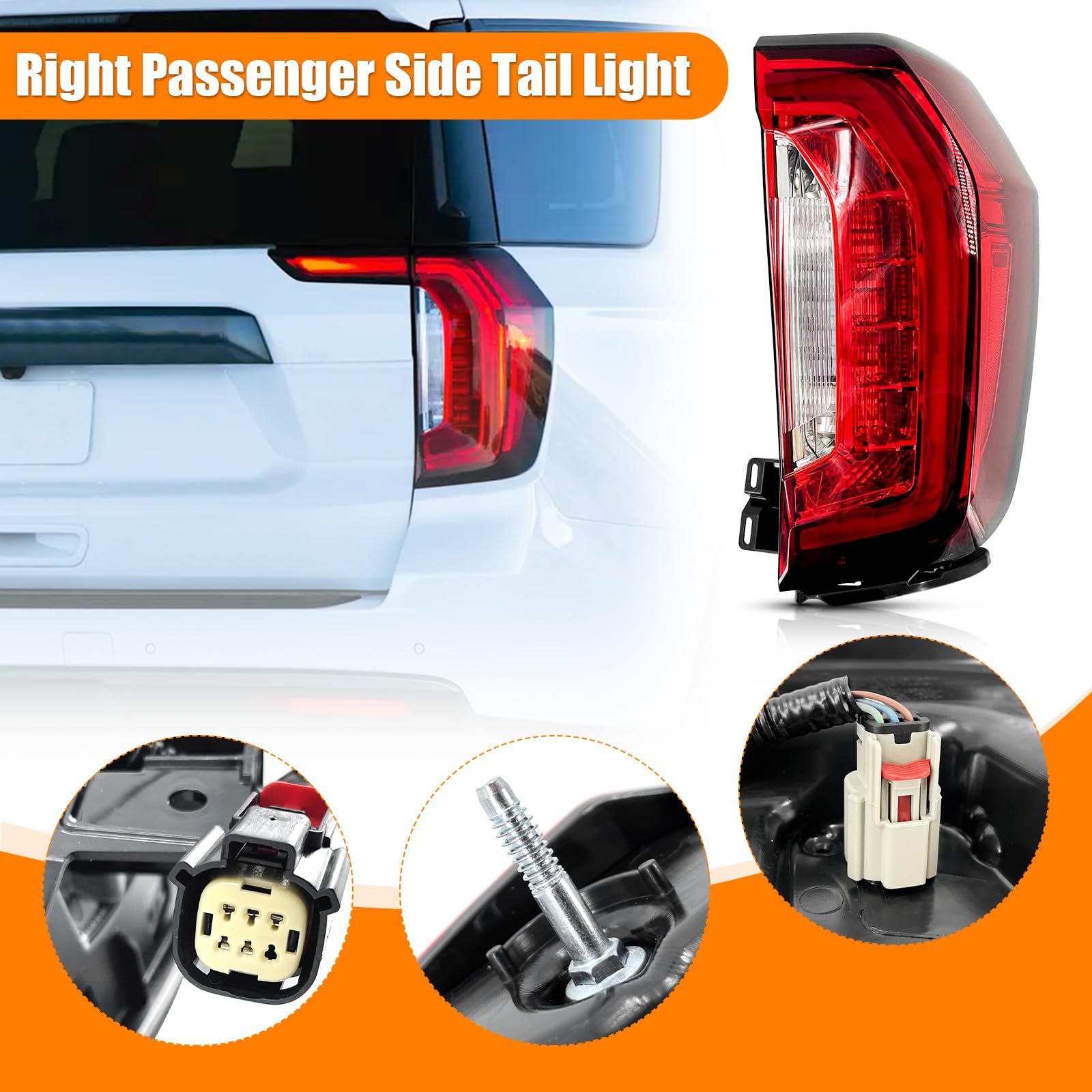 LED Tail Light For 2015-2020 GMC Yukon / Yukon XL – Passenger Rear Brake Lamp – Chrome Housing, Clear Lens – Auheadmotor