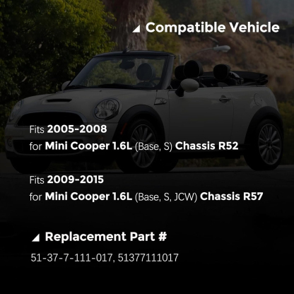 Driver Side Rear Window Regulator for Mini Cooper 1.6L Chassis R52 2005-2008 Chassis R57 2009-2015 