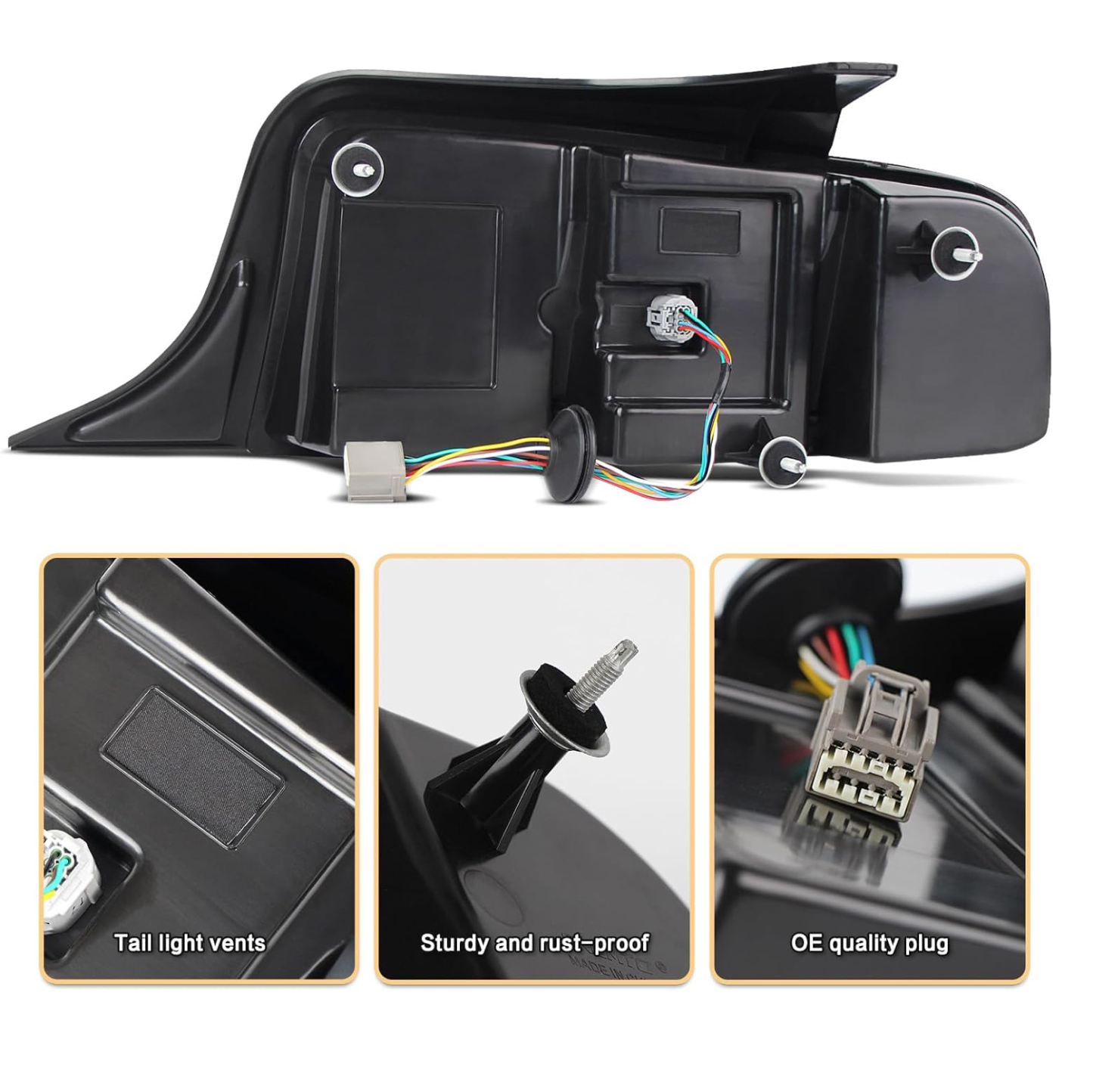 LED Tail Lights 1 Pair Compatible with Ford Mustang 2010-2014 (Red w/BlackTrim)