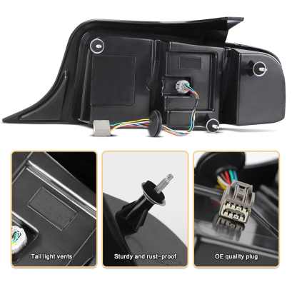 LED Tail Lights 1 Pair Compatible with Ford Mustang 2010-2014 (Red w/BlackTrim)