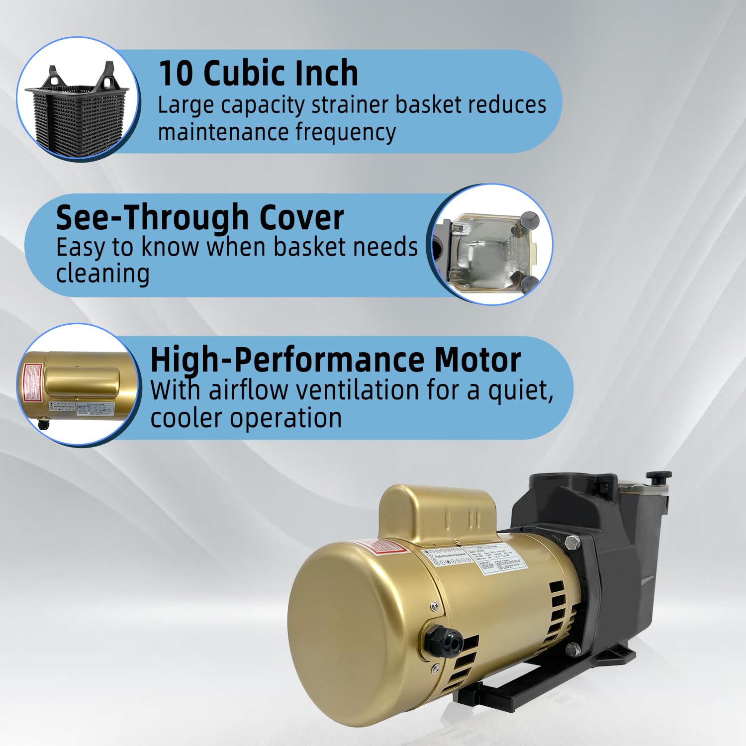 Super Pool Pump 1HP 115/230V Single Speed Replacement for Hayward SP2607X10 Super Pump