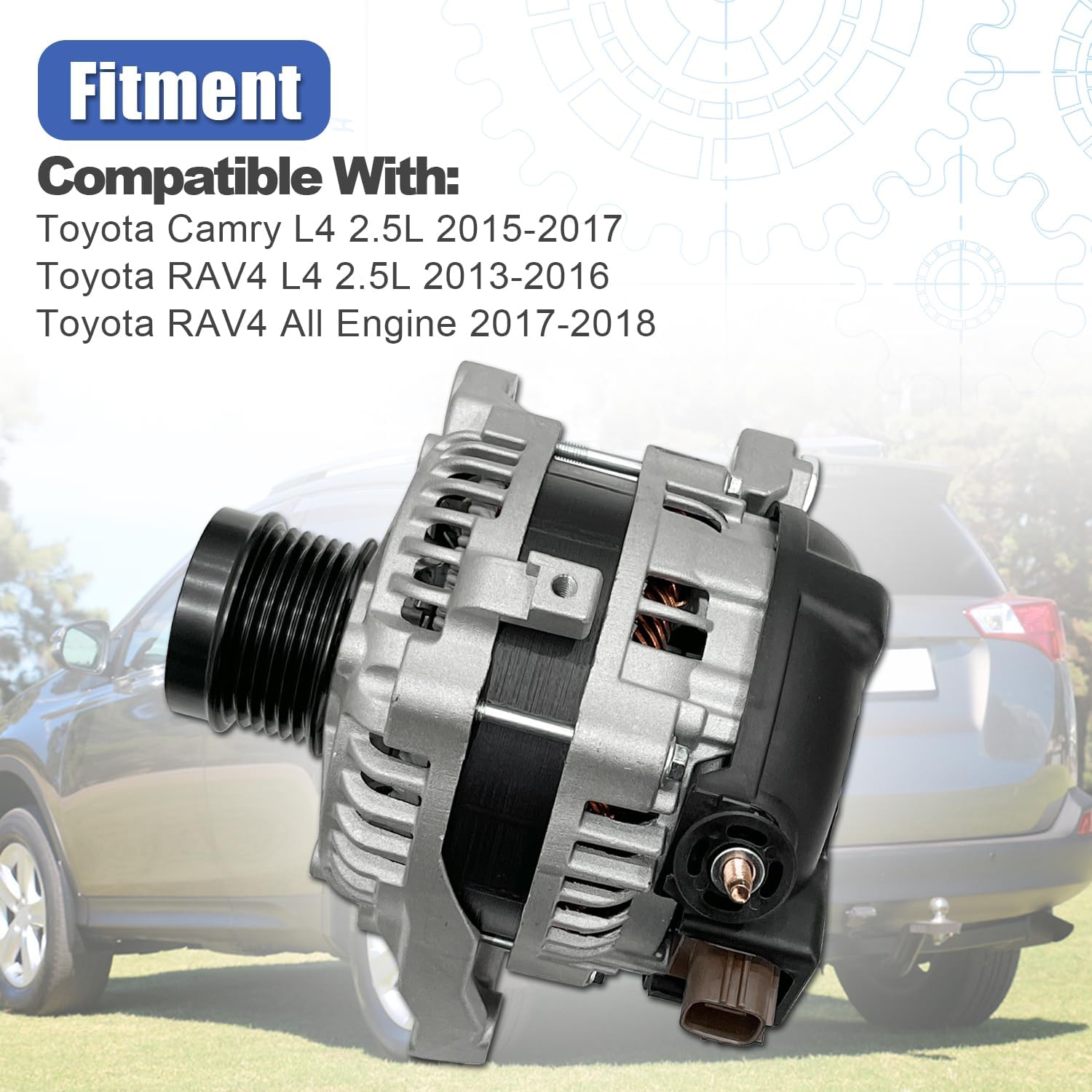 12V 125AMP Alternator Fit for Toyota RAV4 2.5L 2013-2018, Camry 2.5L 2015-2017