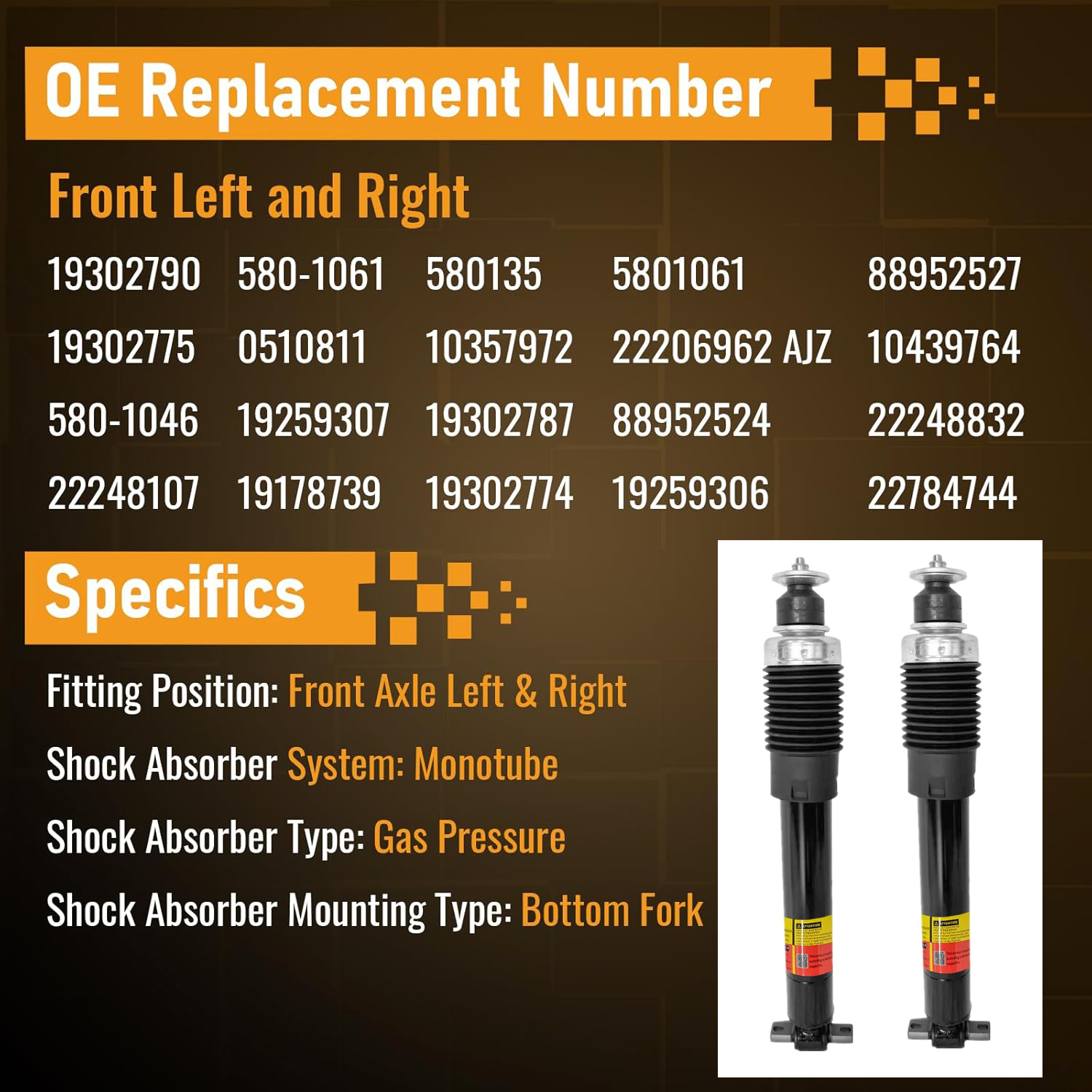 Pair Chevrolet Front Magnetic Ride Control Shock Absorber fit for Chevrolet Corvette C5 C6 2003-2013 #580-1061